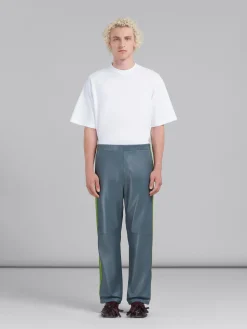Matching Sets | Pants>Marni Teal Nappa Leather Track Pants TRUFFLE