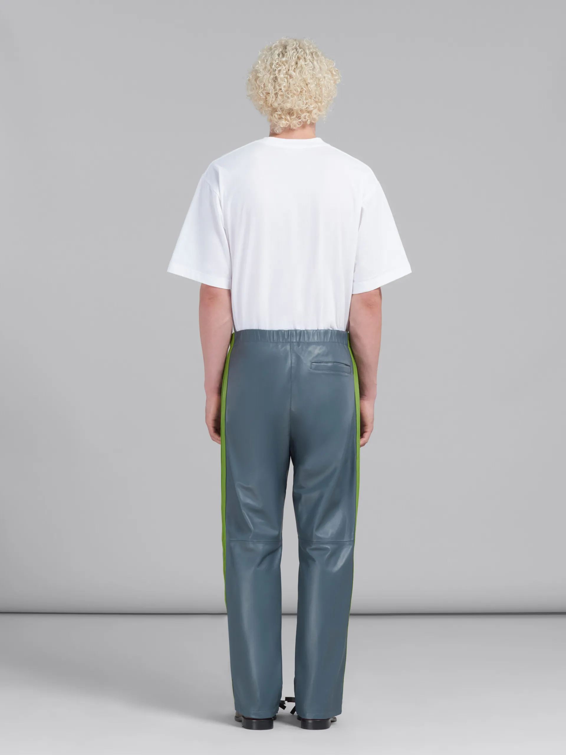 Matching Sets | Pants>Marni Teal Nappa Leather Track Pants TRUFFLE