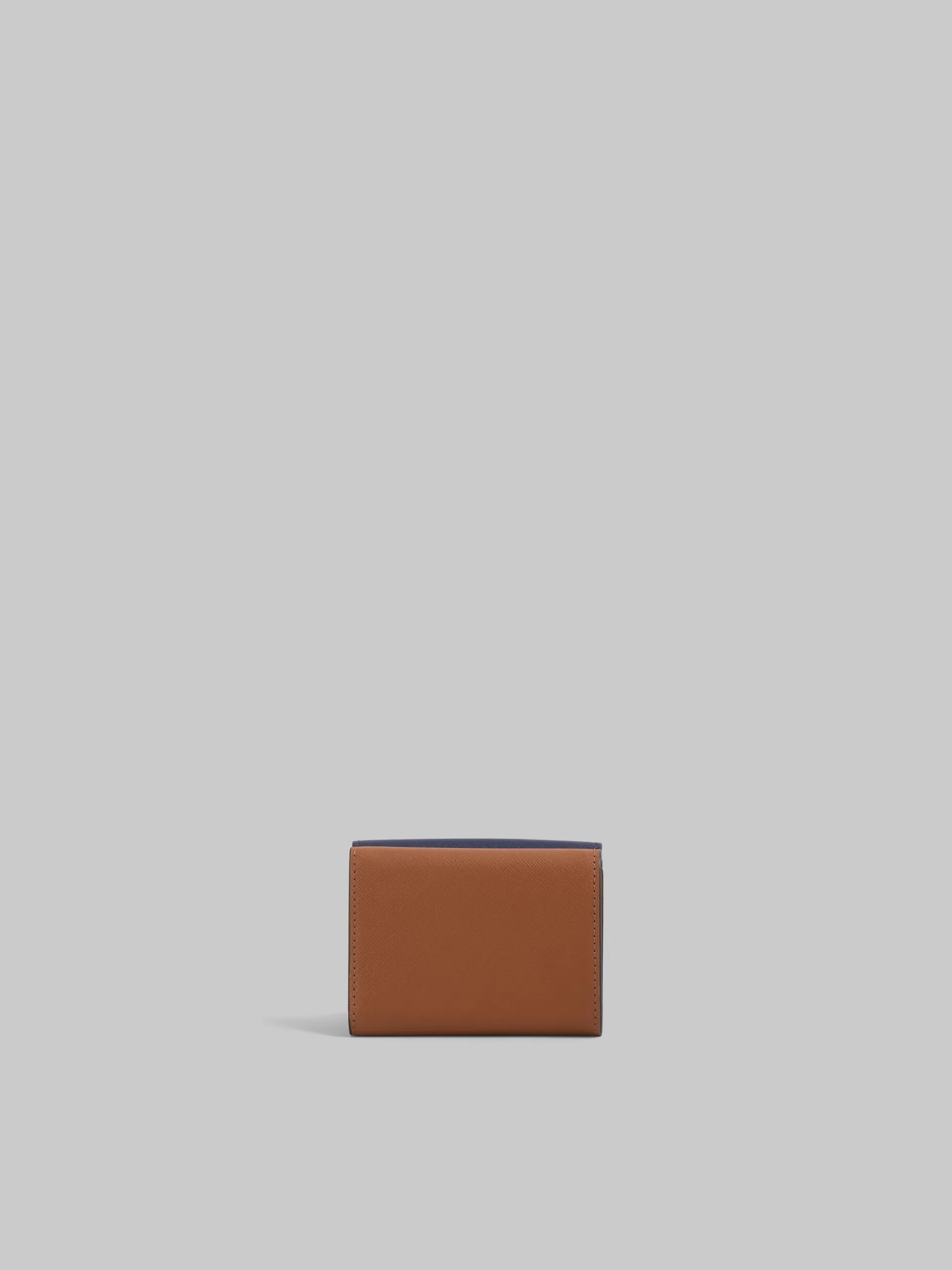 Wallets & Small Leather Goods>Marni Trifold Wallet In Blue, Cream And Brown Saffiano Leather BLUBLACK/SHELL/MOCA