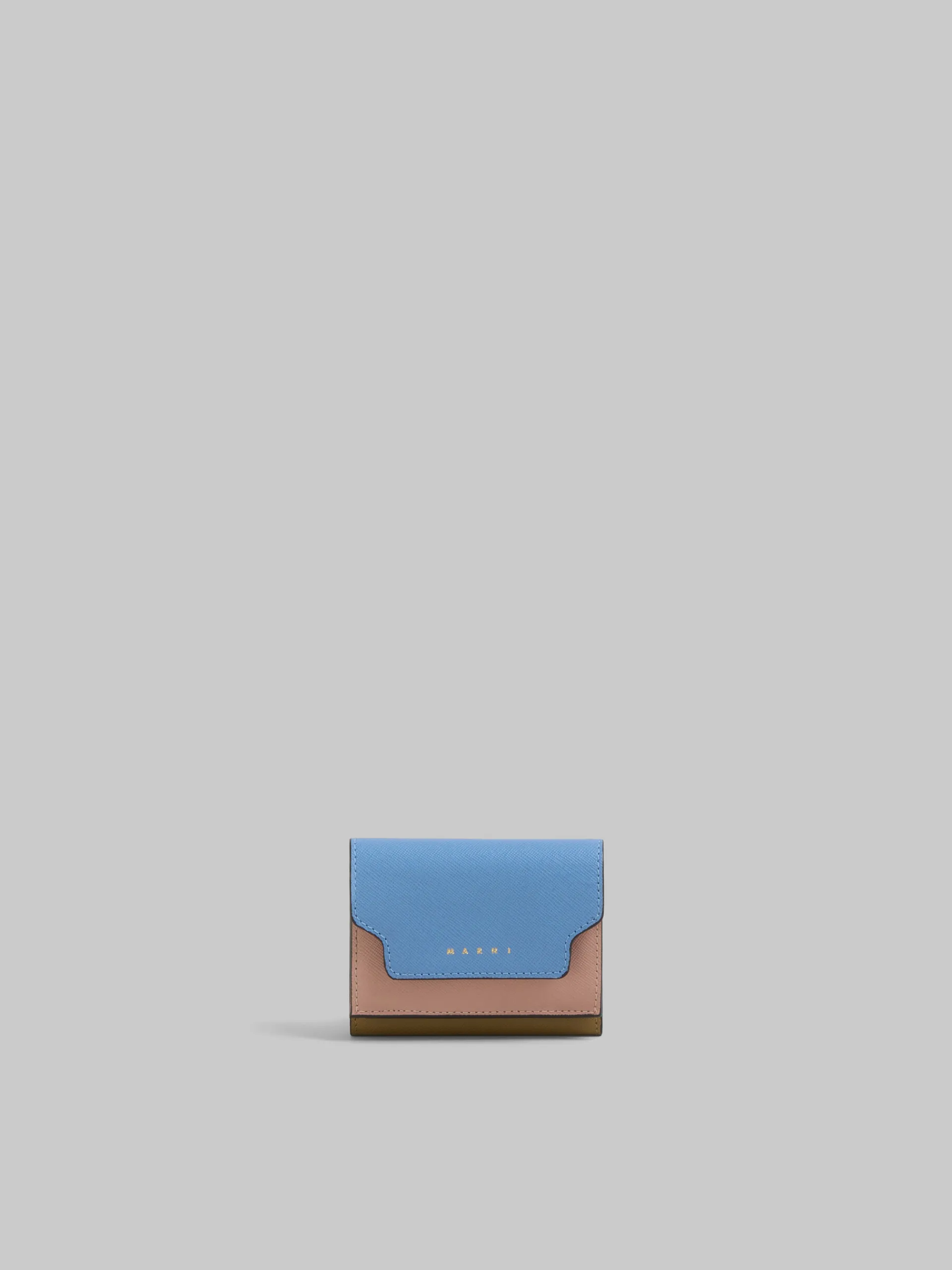 Wallets & Small Leather Goods>Marni Trifold Wallet In Light Blue, Antique Pink And Green Saffiano Leather OPAL/QUARZ/THYME