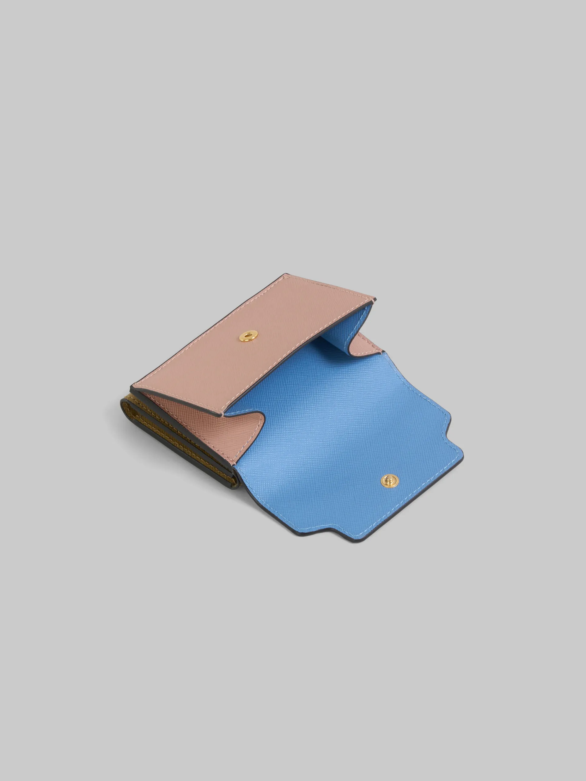 Wallets & Small Leather Goods>Marni Trifold Wallet In Light Blue, Antique Pink And Green Saffiano Leather OPAL/QUARZ/THYME