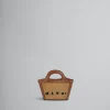 Handbags | Tropicalia Bag>Marni Tropicalia Micro Bag In Brown Leather And Raffia-effect Fabric RAWSIENNA