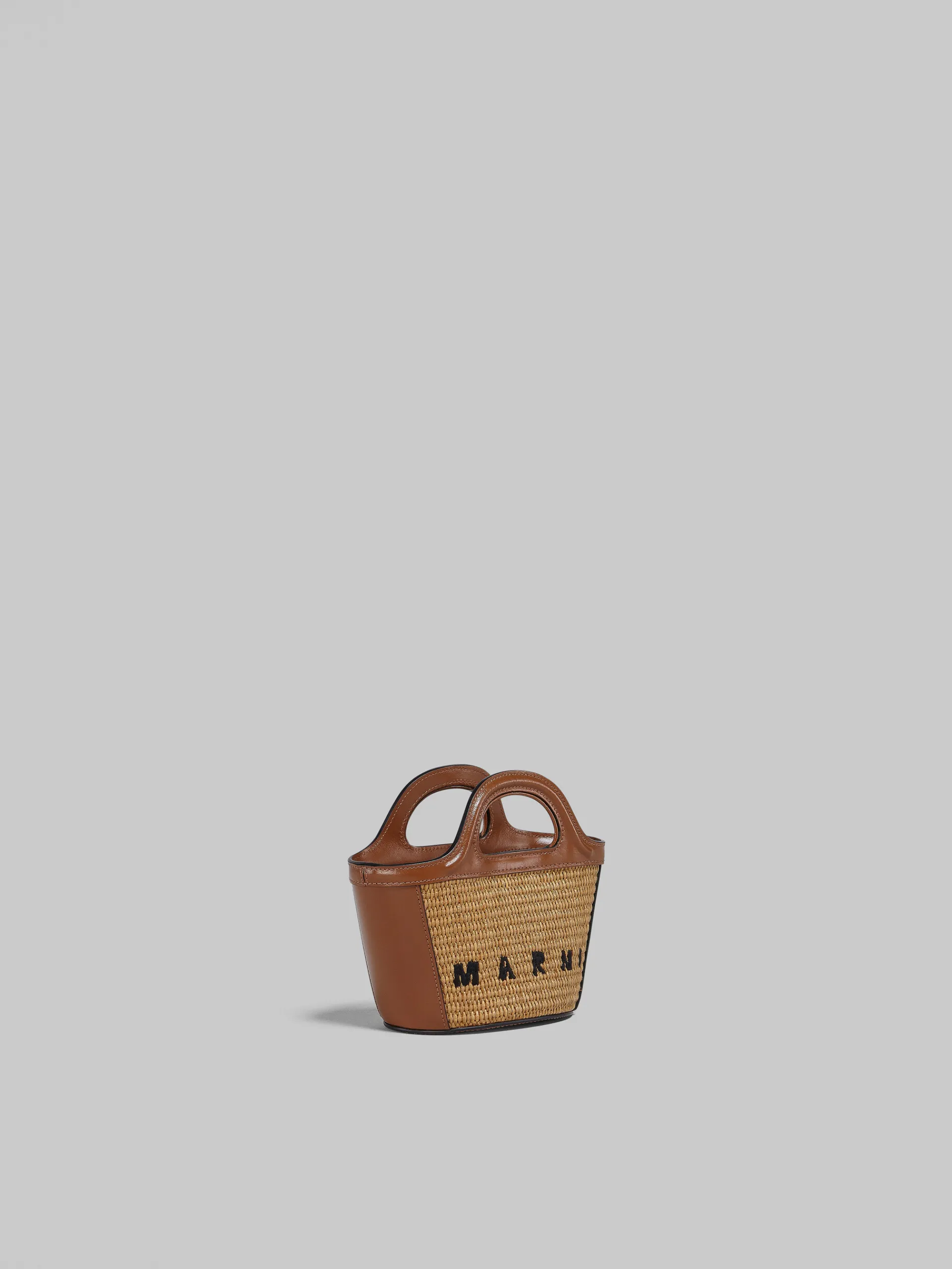 Handbags | Tropicalia Bag>Marni Tropicalia Micro Bag In Brown Leather And Raffia-effect Fabric RAWSIENNA