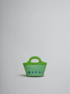 Handbags | Tropicalia Bag>Marni Tropicalia Micro Bag In Green Leather And Raffia-effect Fabric KIWI