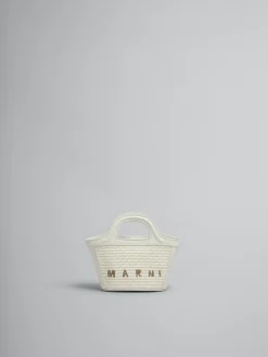 Handbags | Tropicalia Bag>Marni Tropicalia Micro Bag In Light Blue Leather And Raffia-effect Fabric SHELL