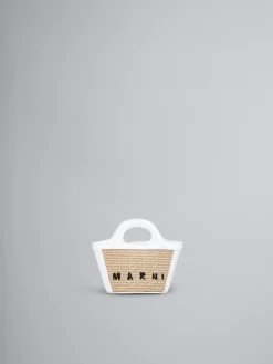 Handbags | Tropicalia Bag>Marni Tropicalia Micro Bag In White Leather And Raffia-effect Fabric SANDSTORM/LILYWHITE