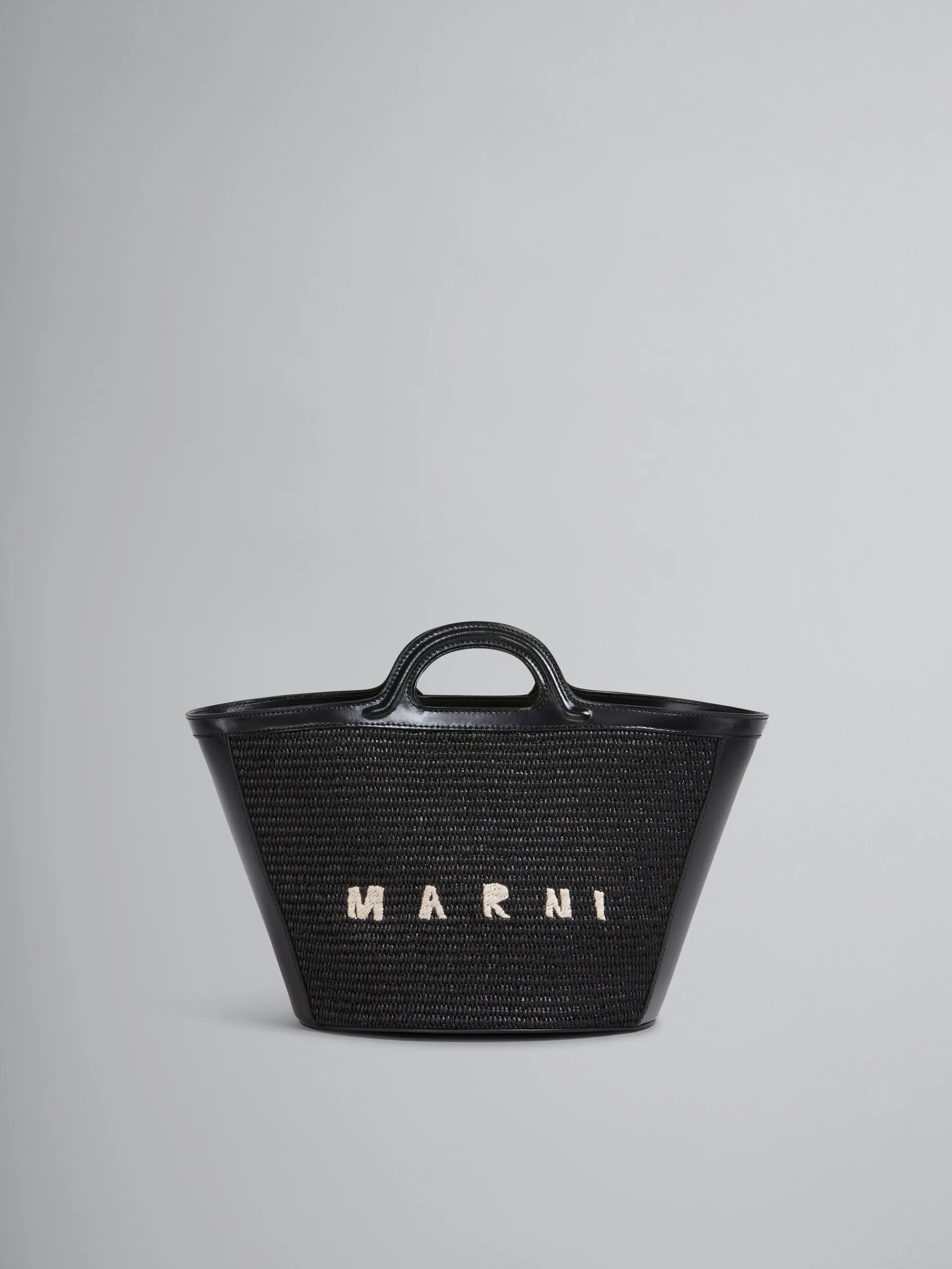 Handbags | Tropicalia Bag>Marni Tropicalia Small Bag In Leather And Raffia-effect Fabric BLACK