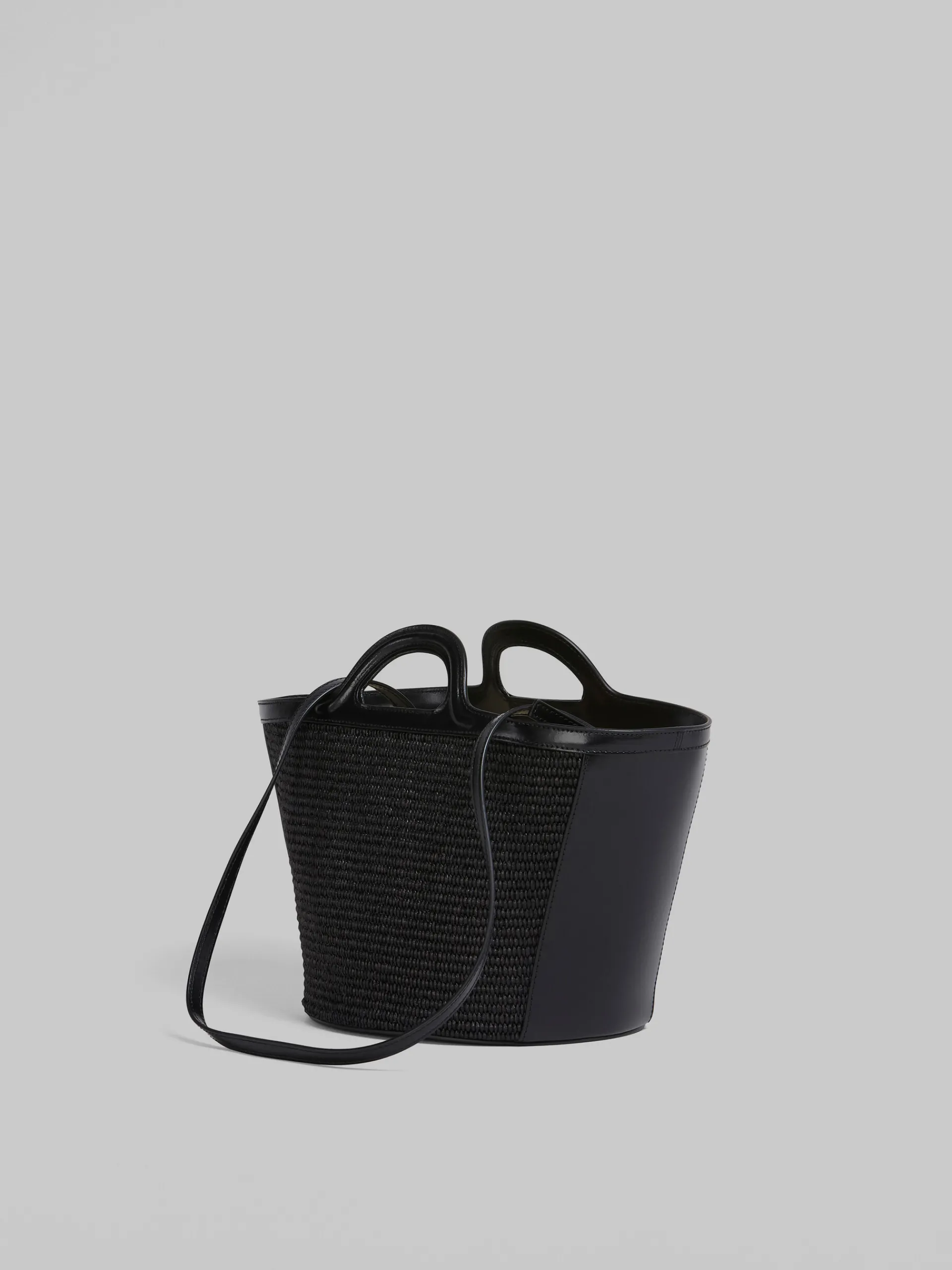 Handbags | Tropicalia Bag>Marni Tropicalia Small Bag In Leather And Raffia-effect Fabric BLACK