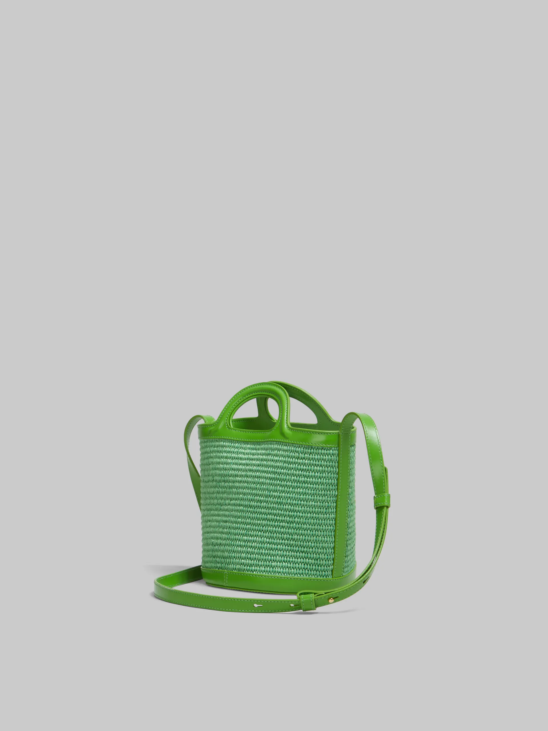 Shoulder Bags | Tropicalia Bag>Marni Tropicalia Small Bucket Bag In Green Leather And Raffia-effect Fabric KIWI