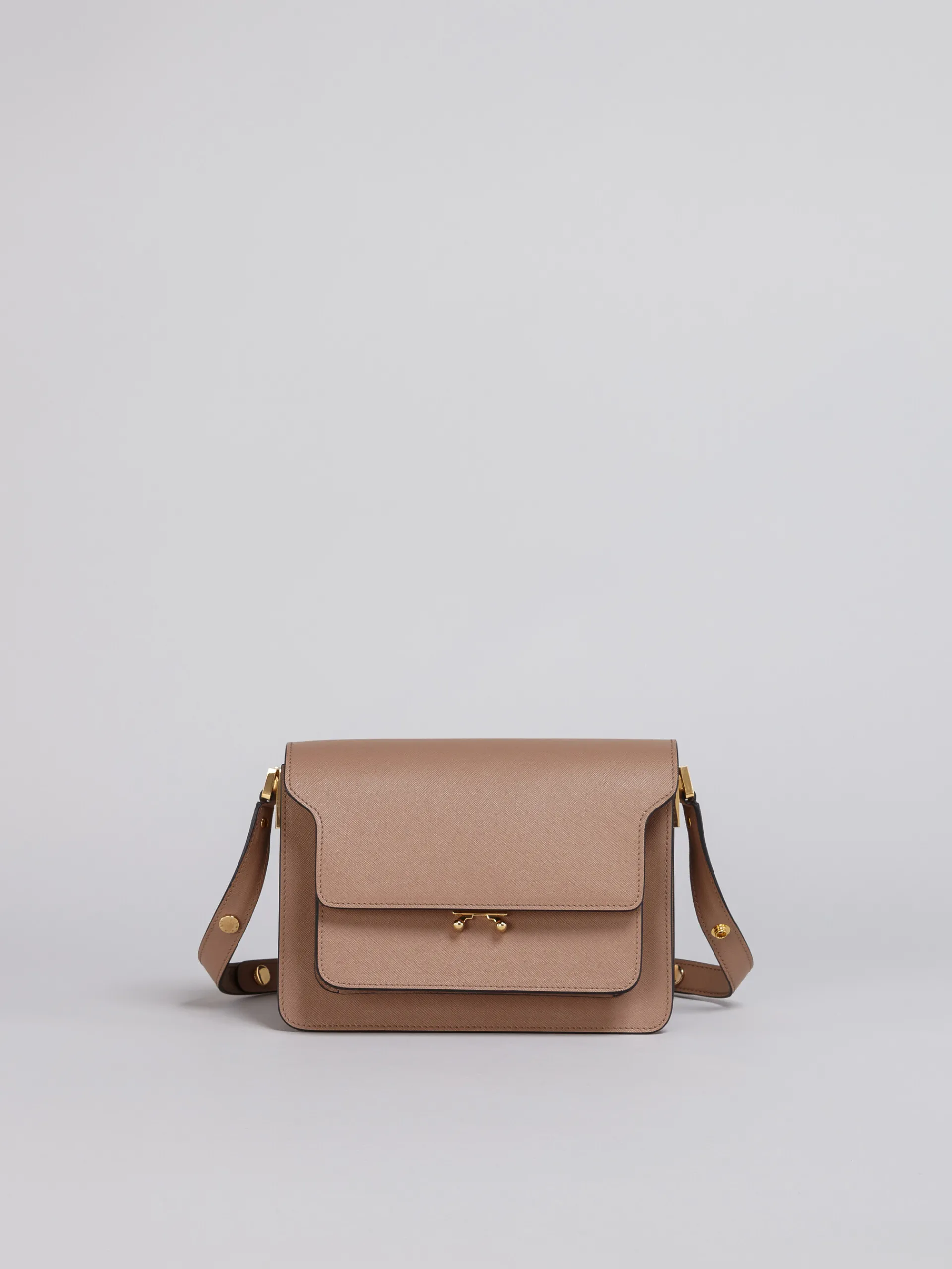 Shoulder Bags>Marni TRUNK Medium Bag In Beige Saffiano Leather BROWN
