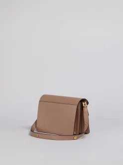 Shoulder Bags>Marni TRUNK Medium Bag In Beige Saffiano Leather BROWN