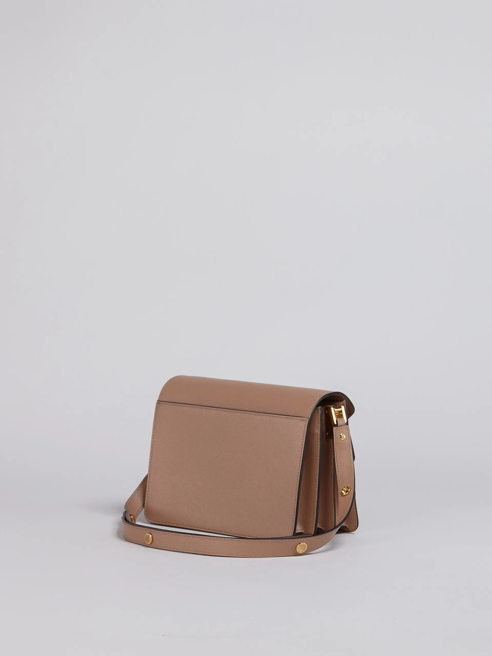 Shoulder Bags>Marni TRUNK Medium Bag In Beige Saffiano Leather BROWN
