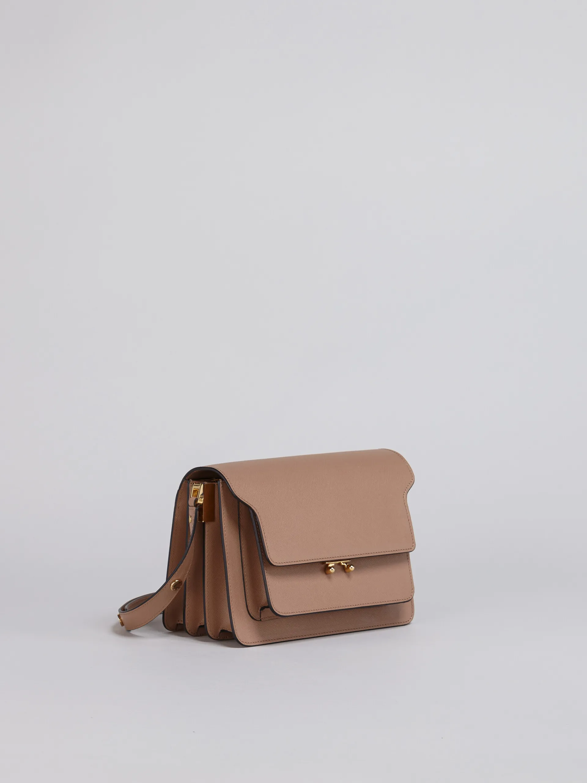 Shoulder Bags>Marni TRUNK Medium Bag In Beige Saffiano Leather BROWN