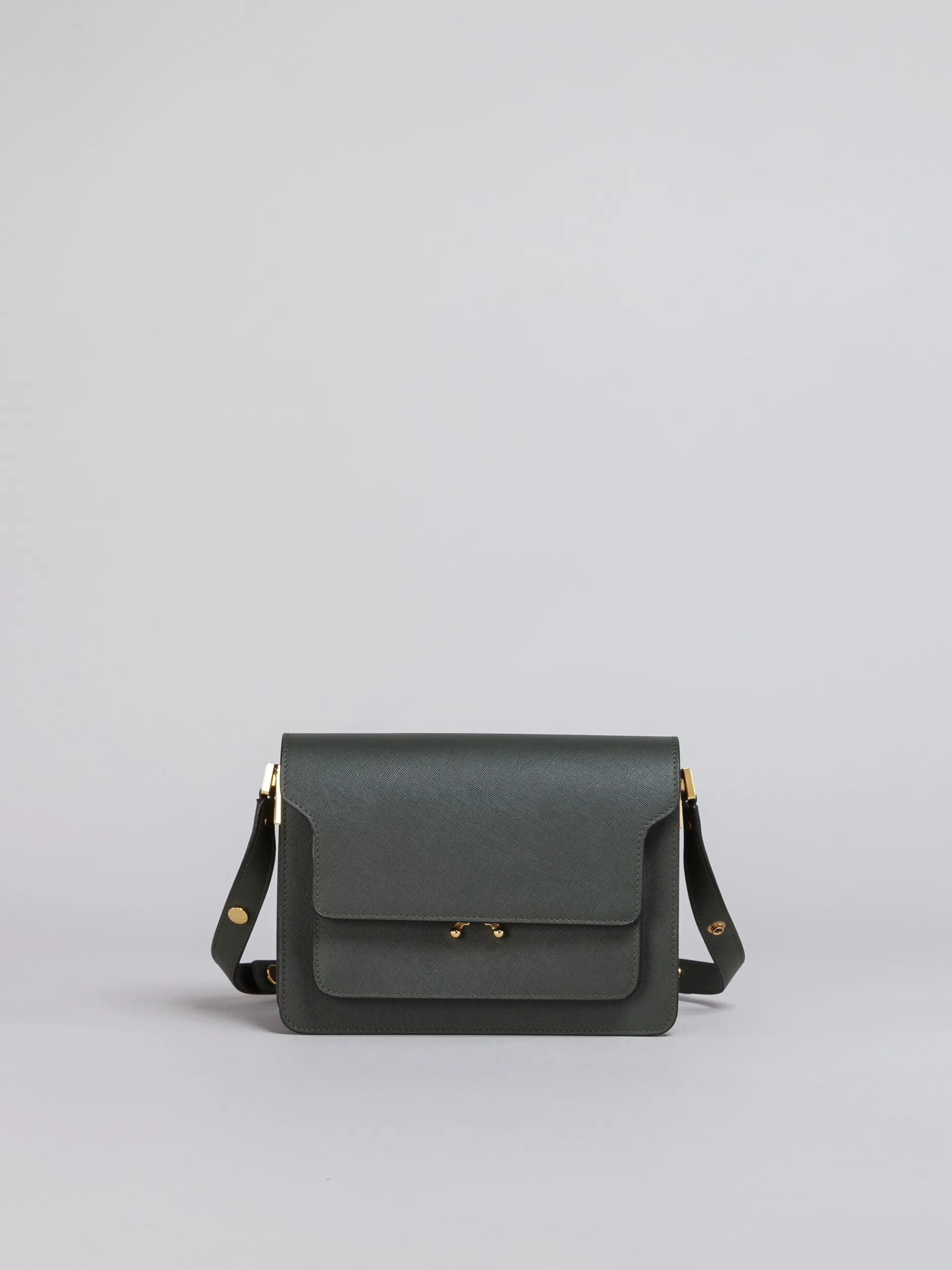 Shoulder Bags>Marni TRUNK Medium Bag In Green Saffiano Leather FORESTGREEN