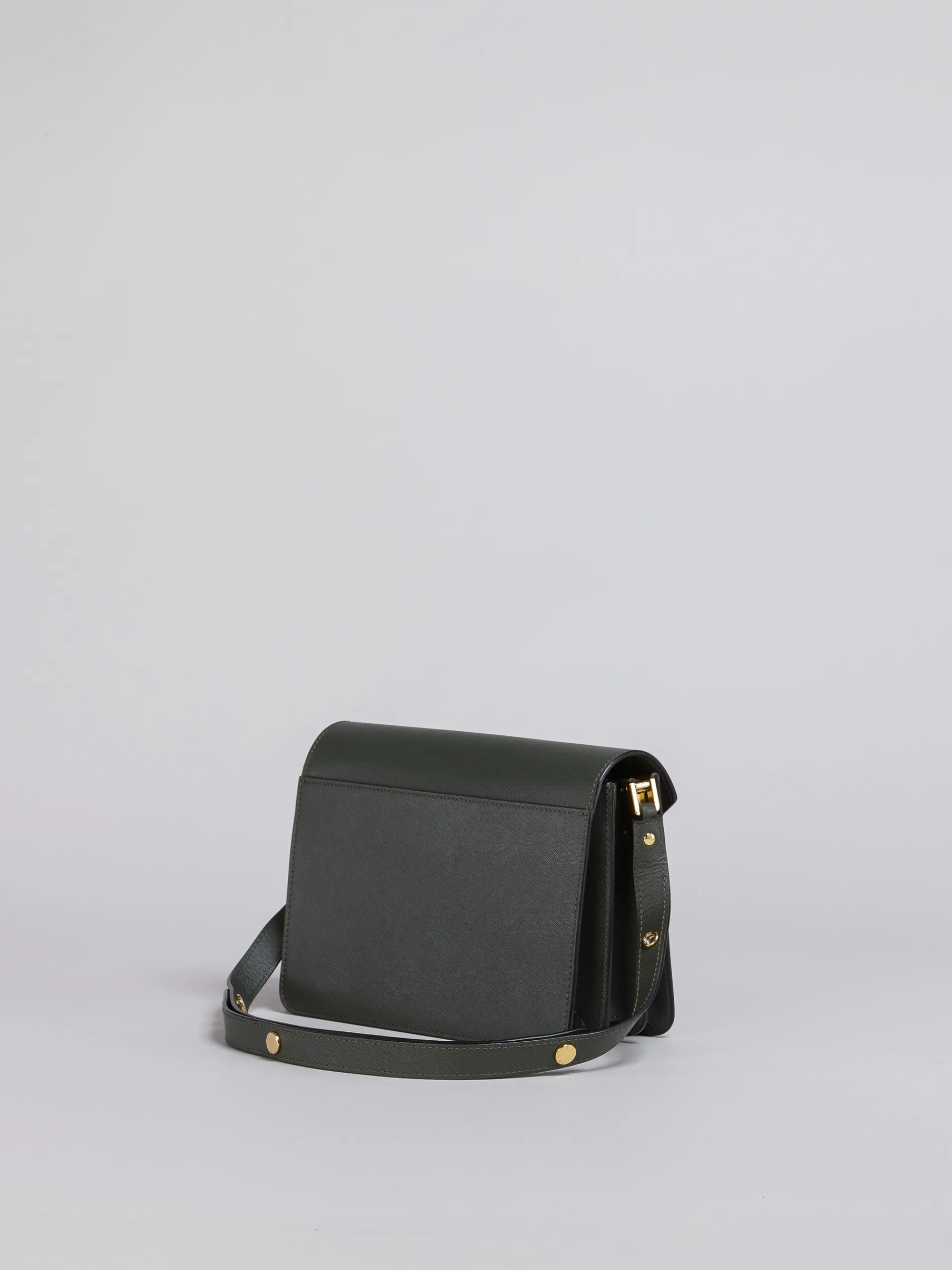 Shoulder Bags>Marni TRUNK Medium Bag In Green Saffiano Leather FORESTGREEN