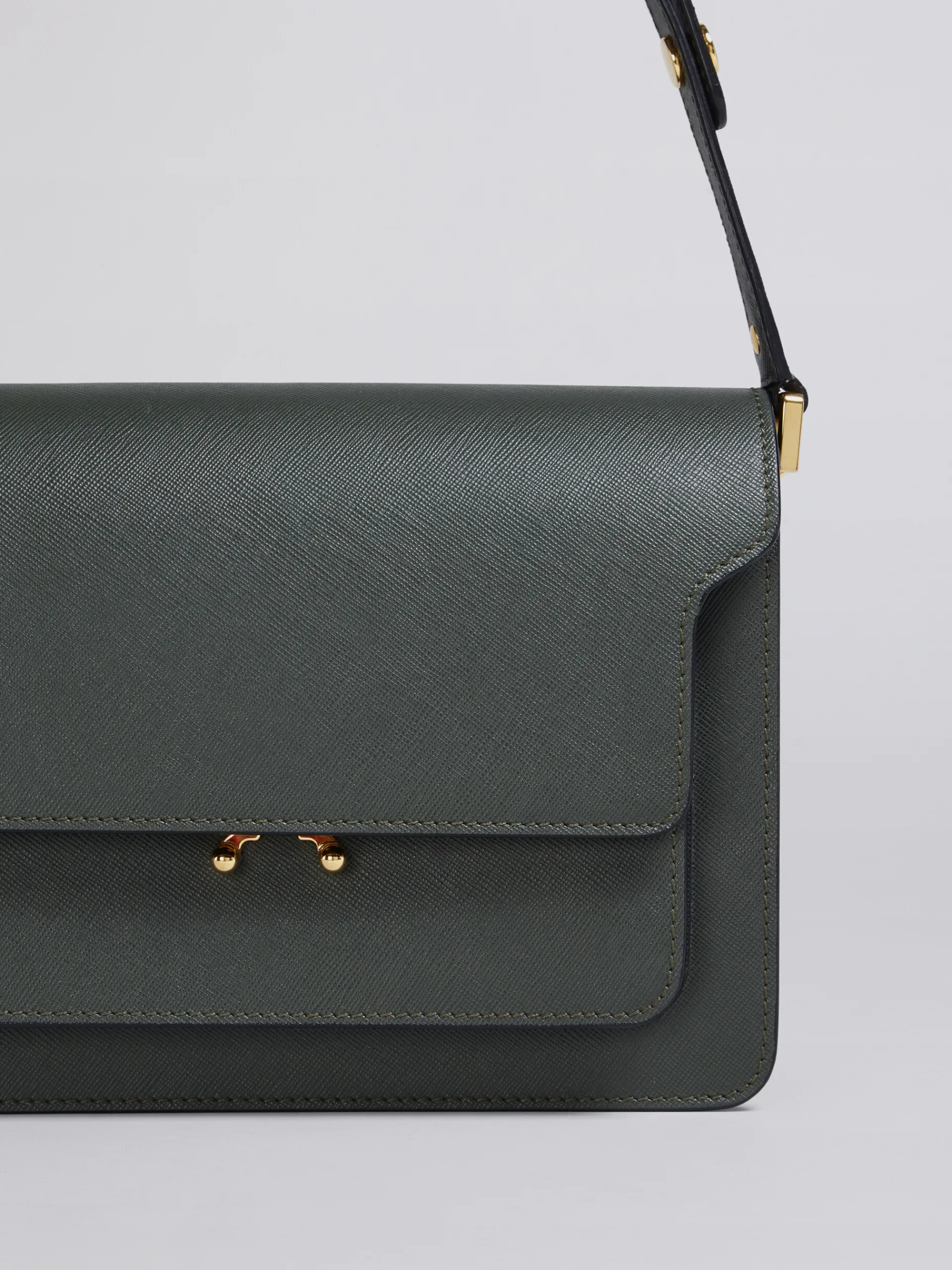Shoulder Bags>Marni TRUNK Medium Bag In Green Saffiano Leather FORESTGREEN