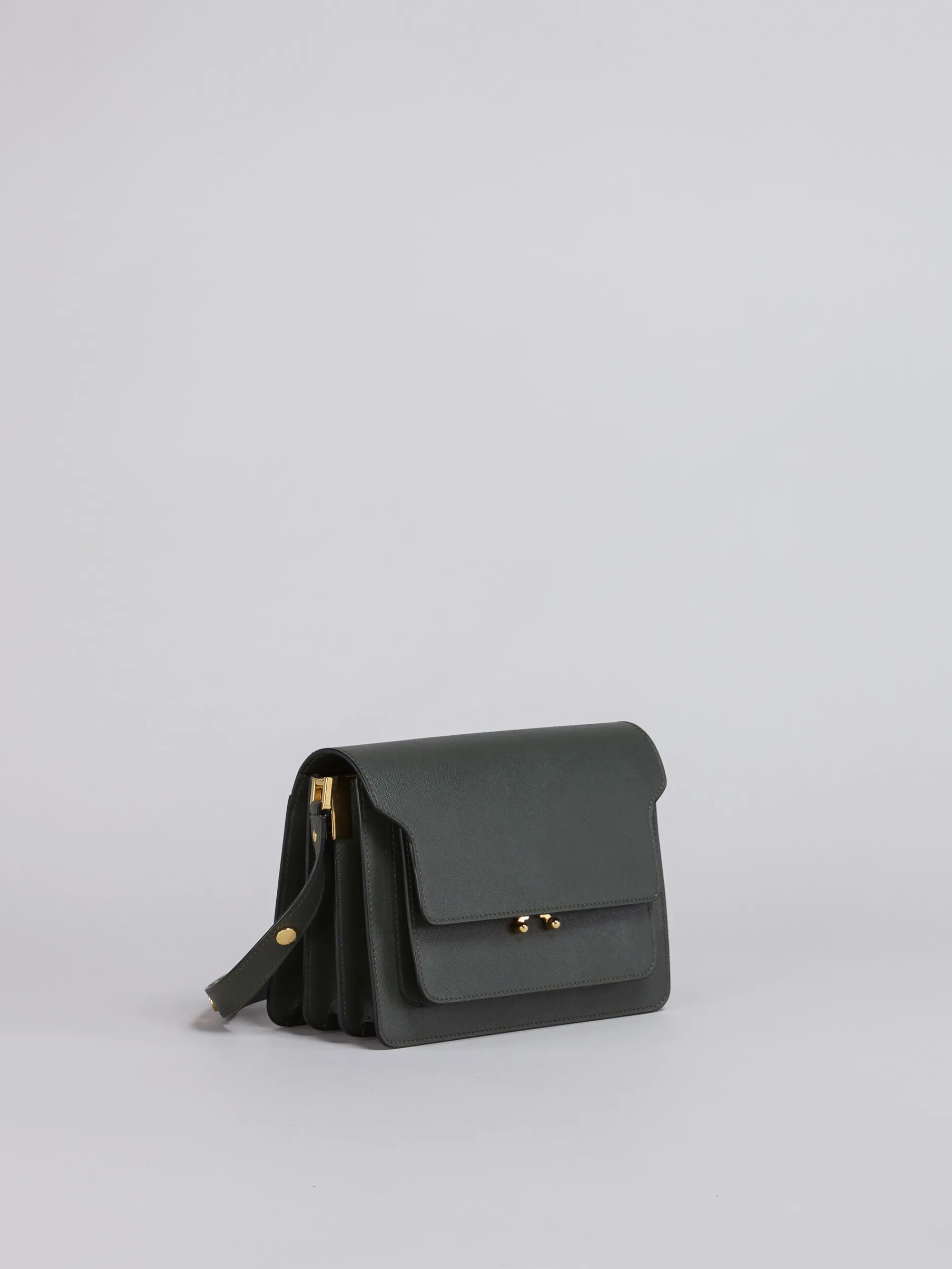 Shoulder Bags>Marni TRUNK Medium Bag In Green Saffiano Leather FORESTGREEN