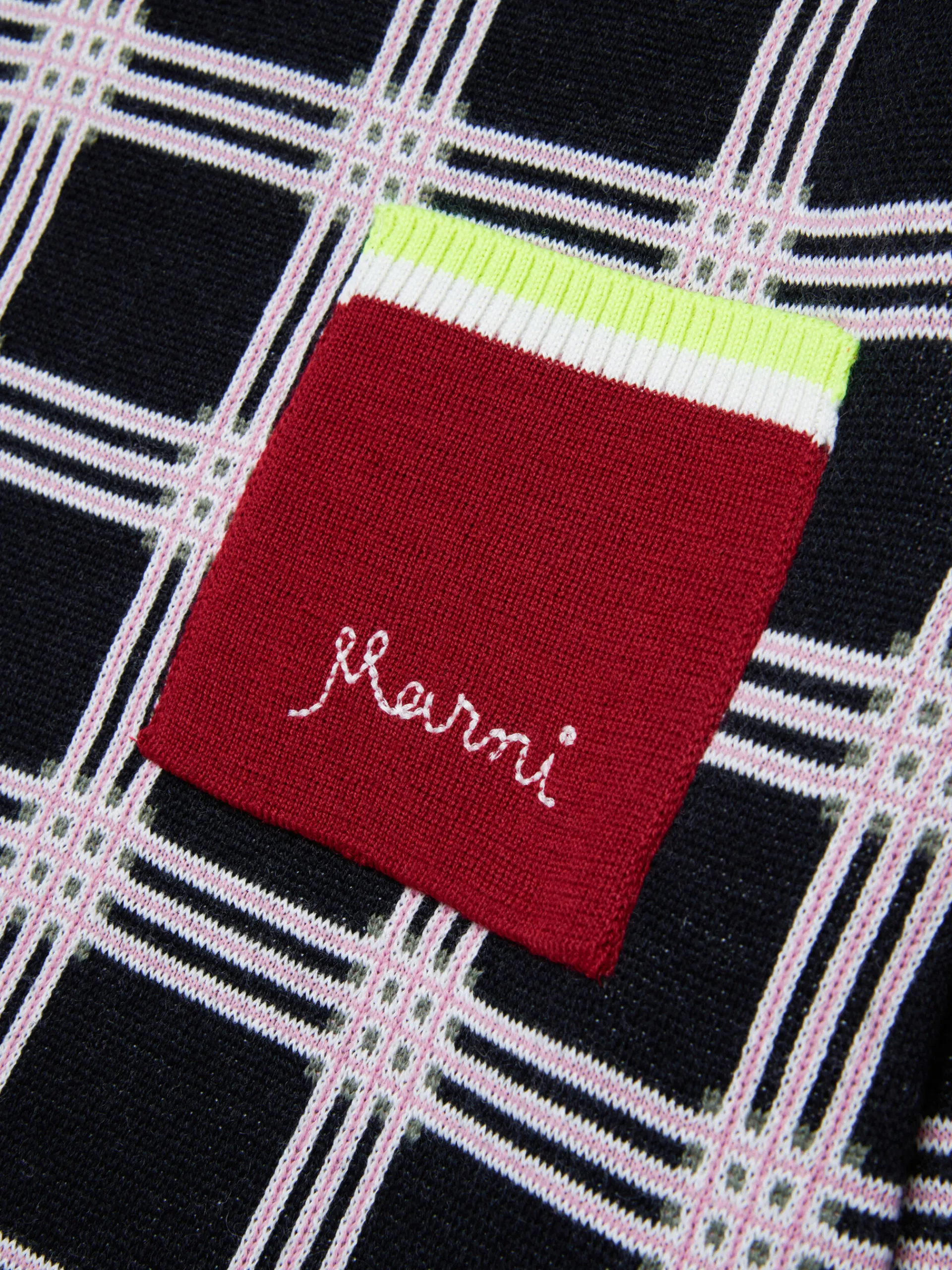Kids>Marni Turtleneck Dress In Checked Knit BLACK