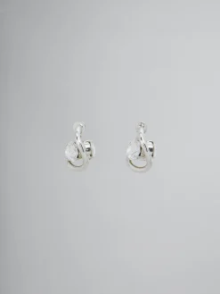 Earrings>Marni Twisted Hoop Earrings With Rhinestone Details GLASS
