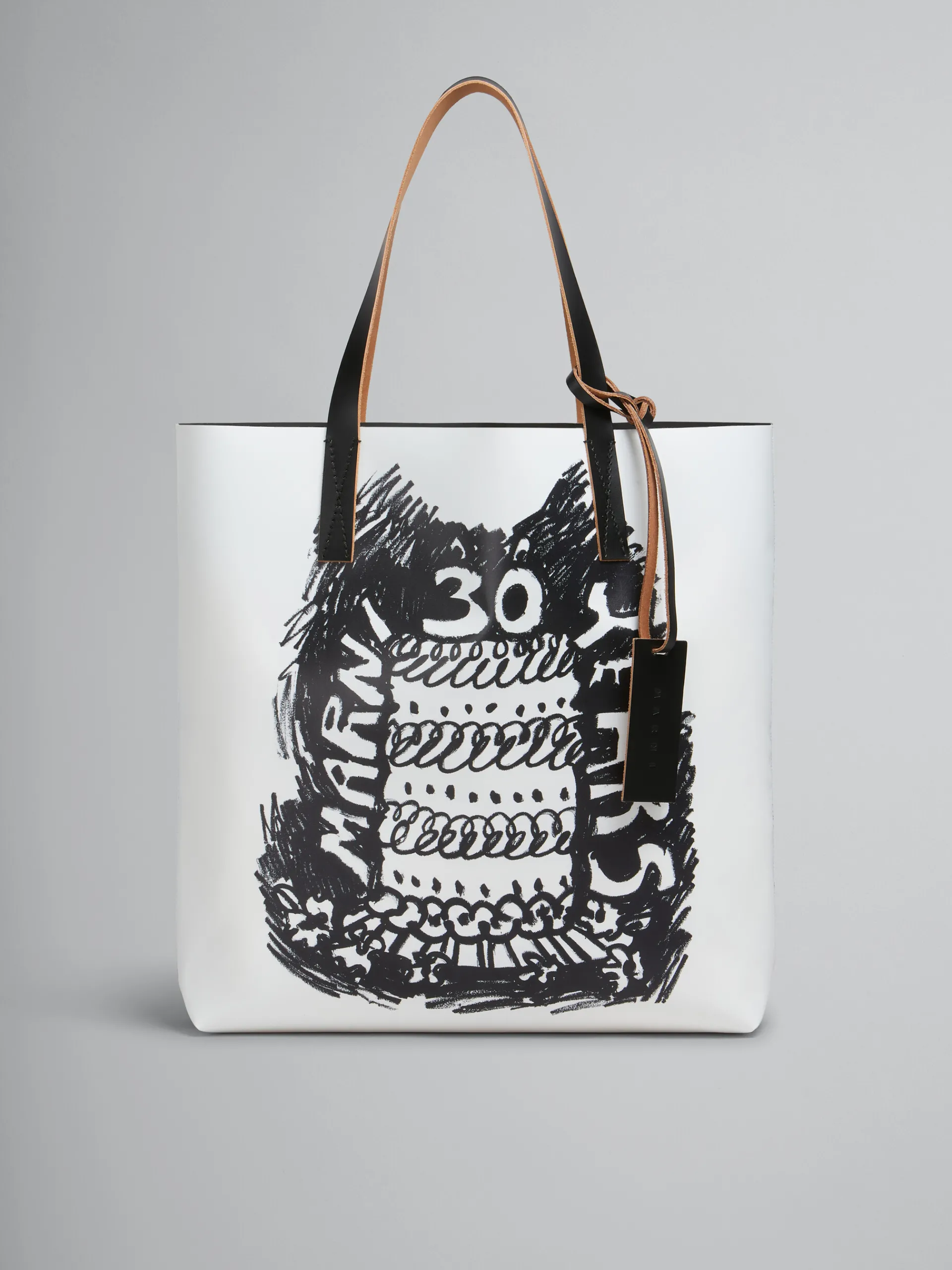 Tote Bags>Marni Two Tone Tribeca Tote With 30th Anniversary Print BLACK