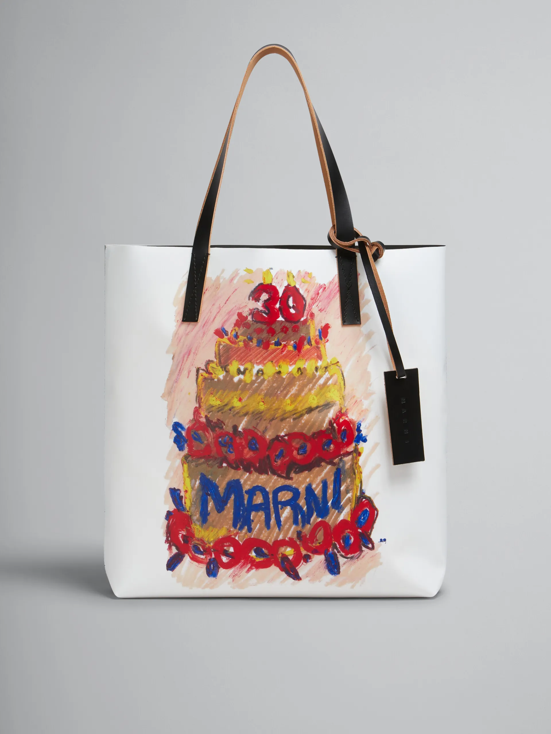 Tote Bags | Tote Bags>Marni Two Tone Tribeca Tote With 30th Anniversary Print PINKGUMMY