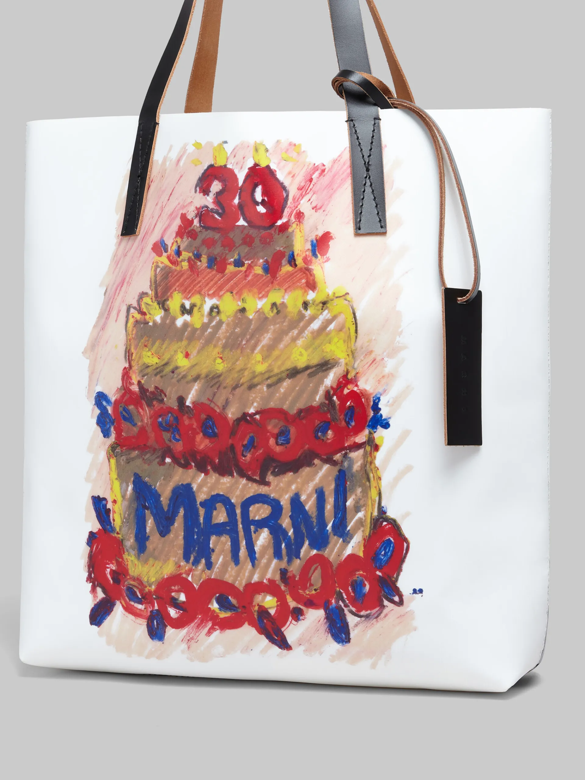 Tote Bags | Tote Bags>Marni Two Tone Tribeca Tote With 30th Anniversary Print PINKGUMMY