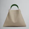 Shoulder Bags | Handbags>Marni Venice Medium Bag In Beige Leather LIGHTCAMEL/GREEN