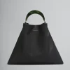 Shoulder Bags | Handbags>Marni Venice Medium Bag In Black Leather BLACK/SPHERICALGREEN