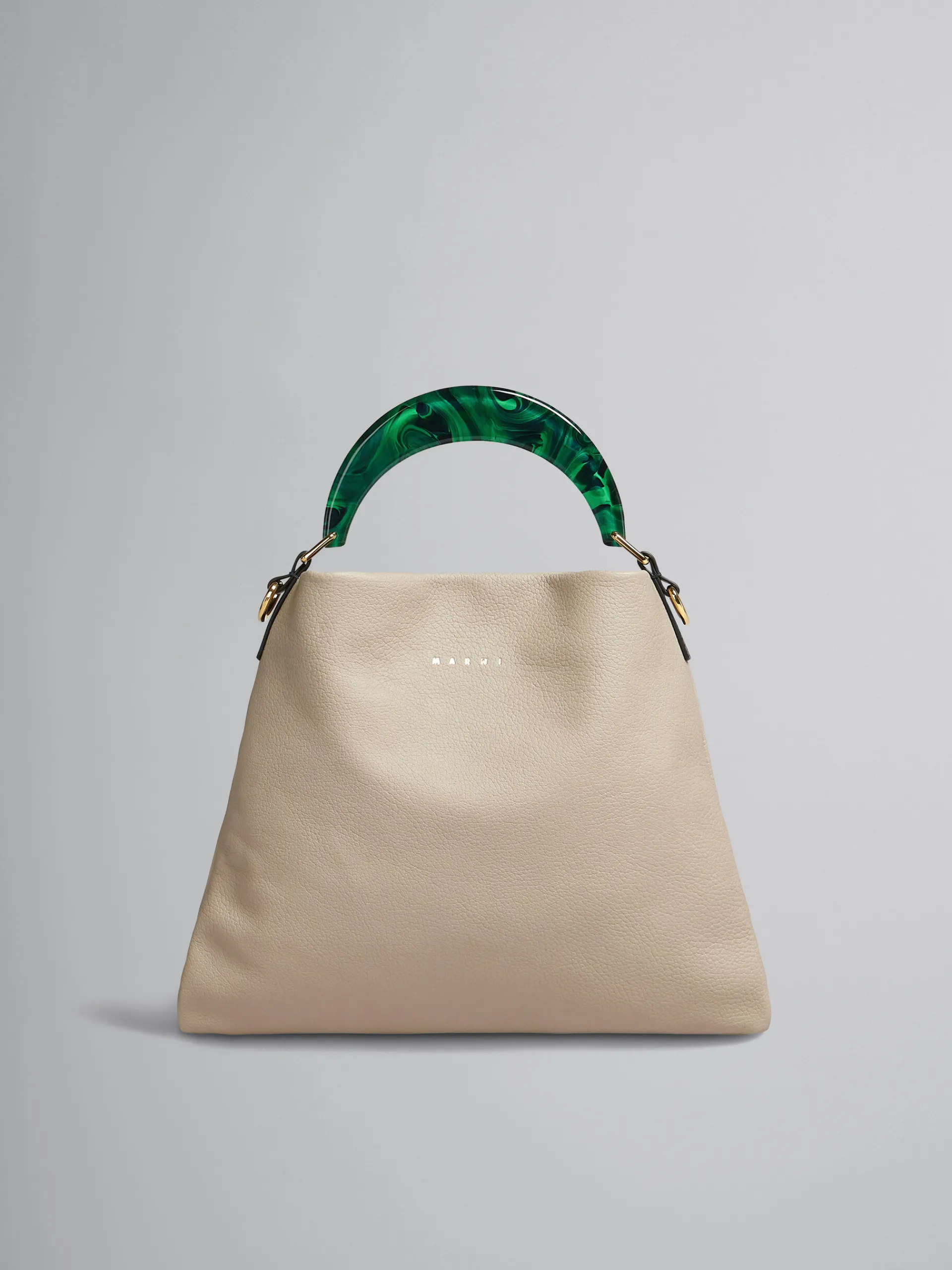 Shoulder Bags | Handbags>Marni Venice Small Bag In Beige Leather LIGHTCAMEL/GREEN