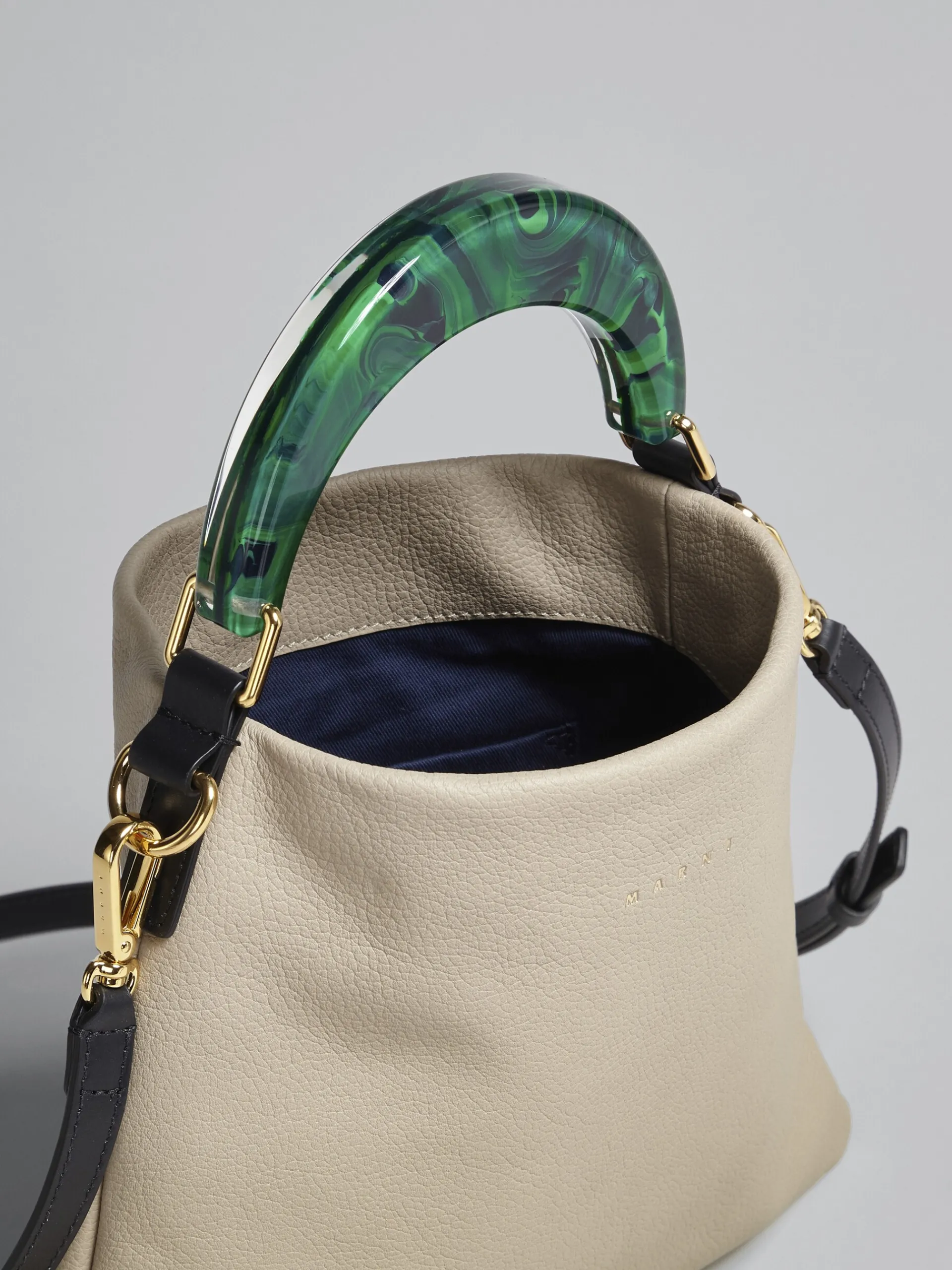 Shoulder Bags | Handbags>Marni Venice Small Bag In Beige Leather LIGHTCAMEL/GREEN