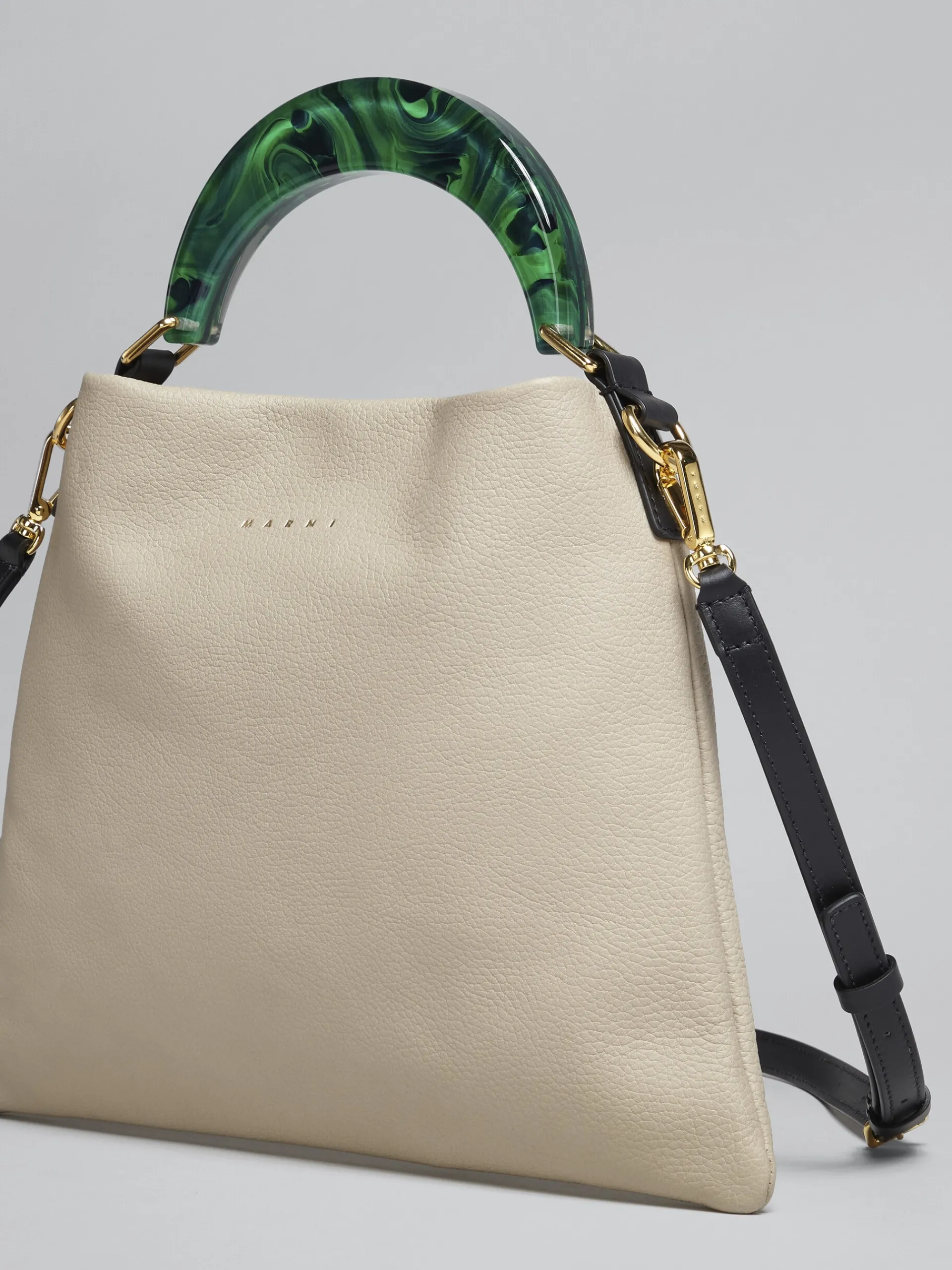 Shoulder Bags | Handbags>Marni Venice Small Bag In Beige Leather LIGHTCAMEL/GREEN