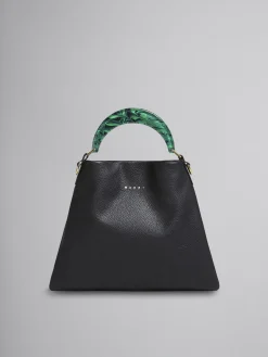 Shoulder Bags | Handbags>Marni Venice Small Bag In Black Leather BLACK/SPHERICALGREEN