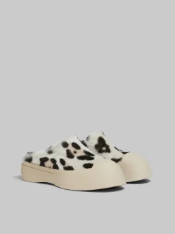 Sneakers | Pablo>Marni White Animalier Print Shearling Pablo Sabot WHITE/GREY
