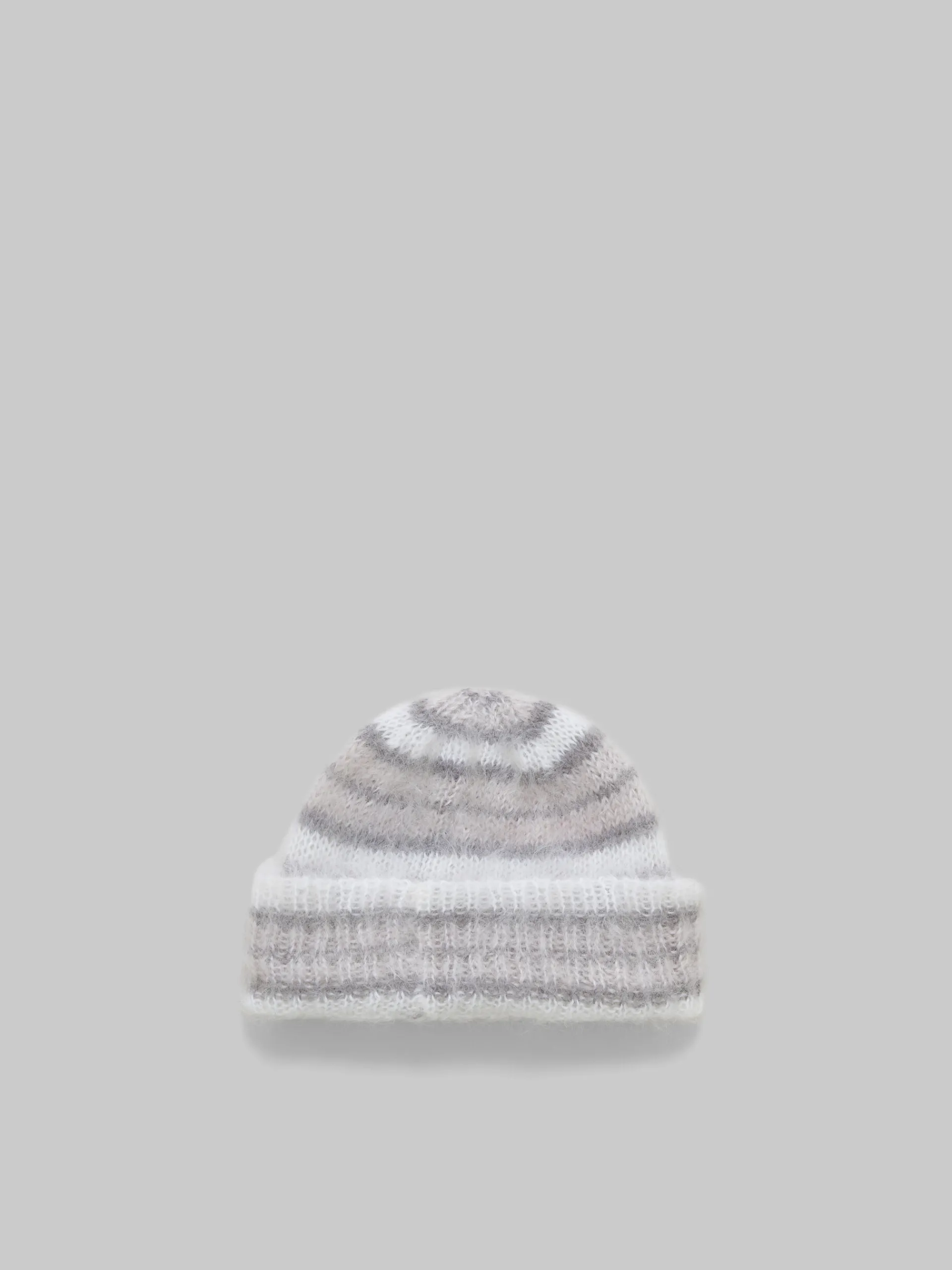 Hats>Marni White Brushed Mohair Beanie With Stripes LILYWHITE