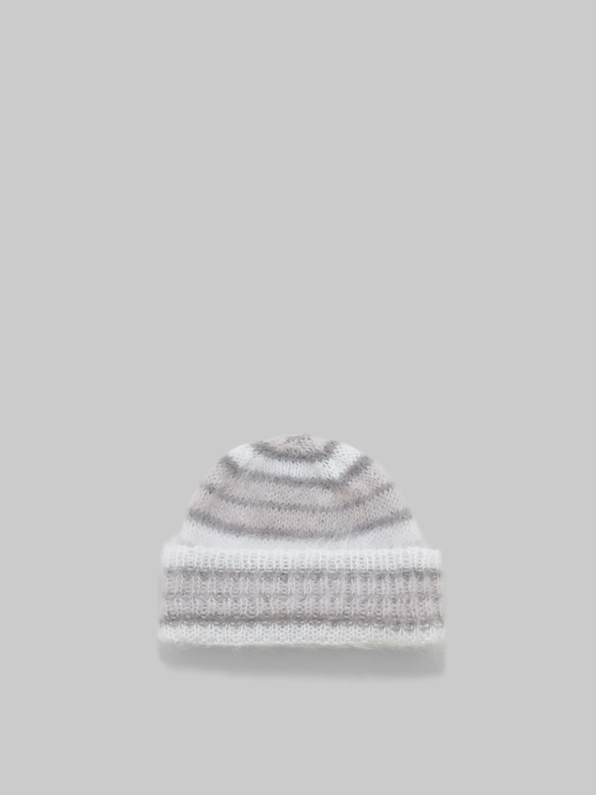 Hats>Marni White Brushed Mohair Beanie With Stripes LILYWHITE