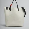 Tote Bags>Marni White Canvas Tribeca Shopper With Raised Logo ALABASTER
