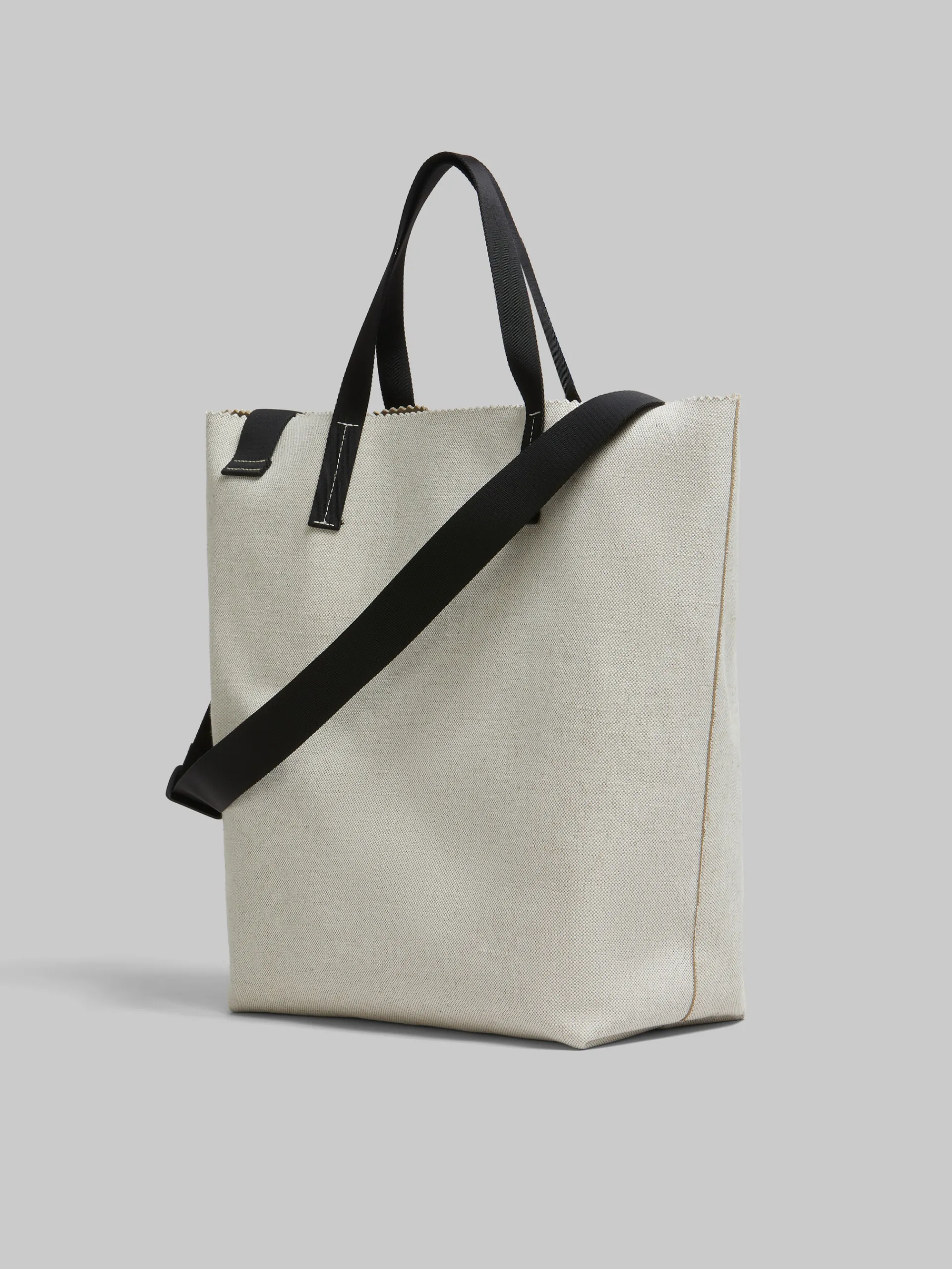 Tote Bags>Marni White Canvas Tribeca Shopper With Raised Logo ALABASTER