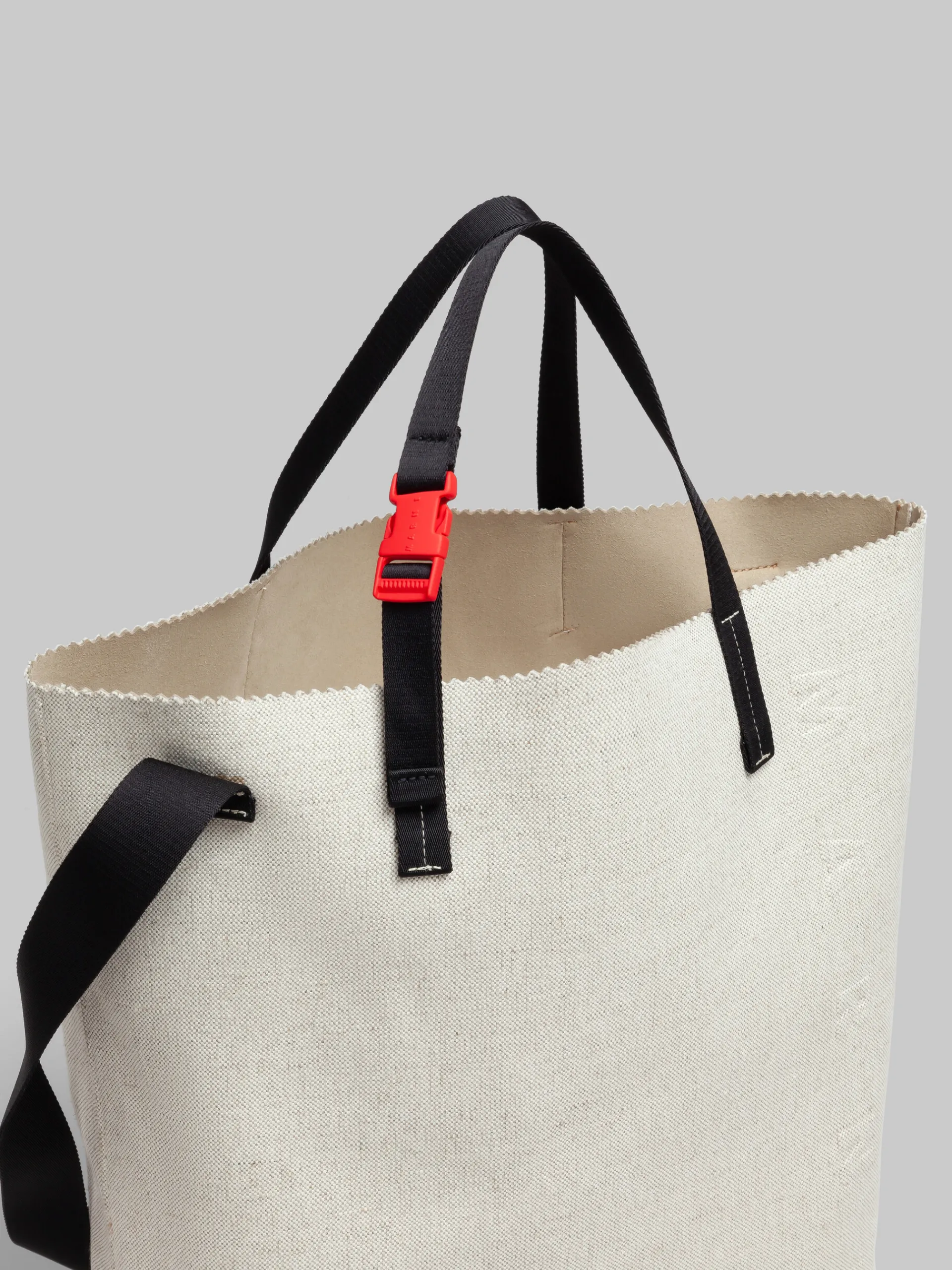 Tote Bags>Marni White Canvas Tribeca Shopper With Raised Logo ALABASTER