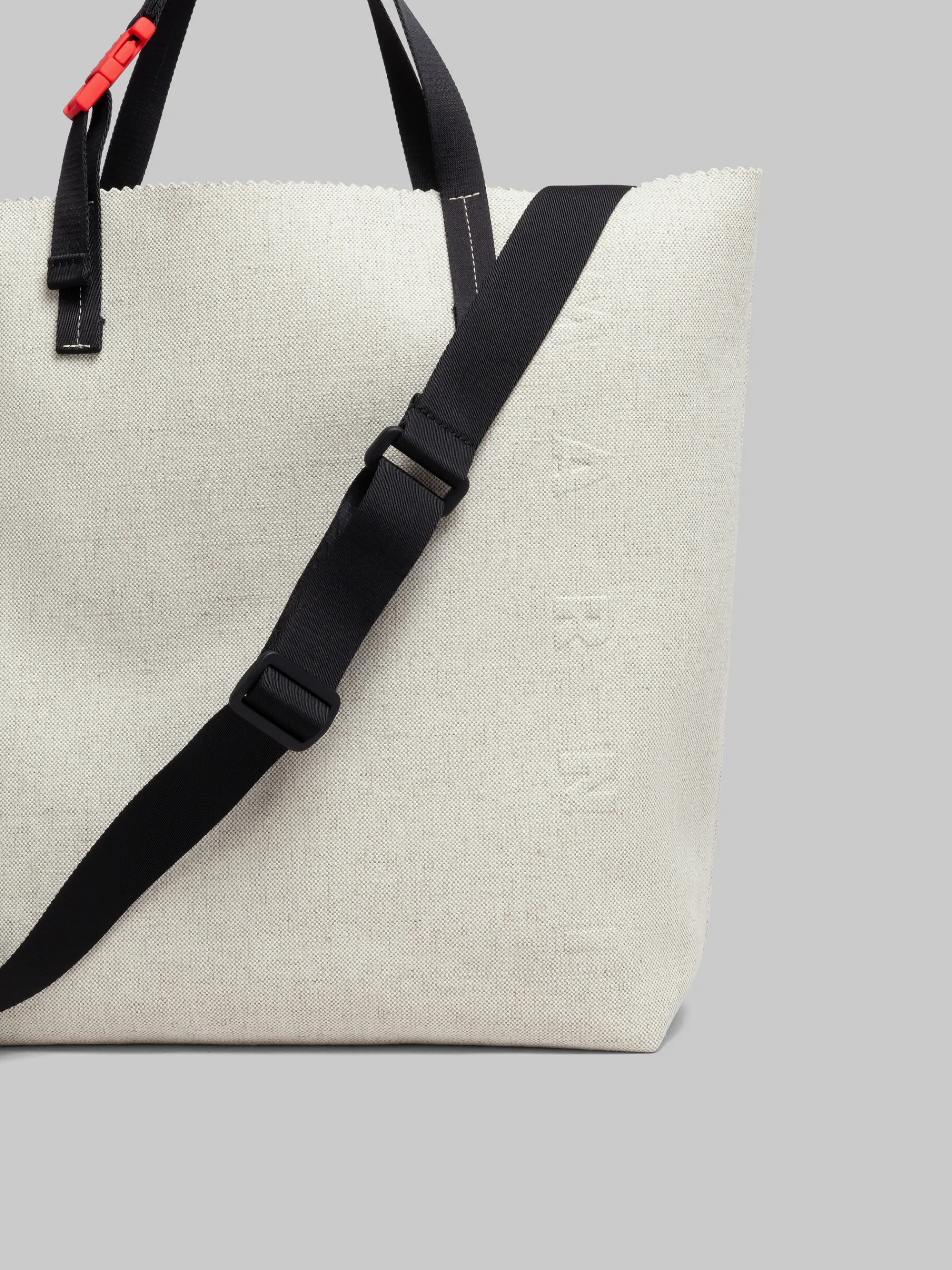 Tote Bags>Marni White Canvas Tribeca Shopper With Raised Logo ALABASTER