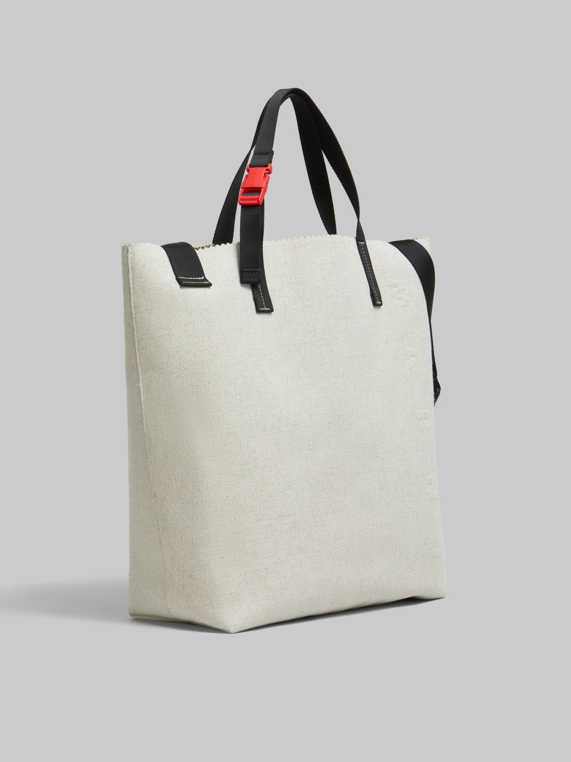 Tote Bags>Marni White Canvas Tribeca Shopper With Raised Logo ALABASTER