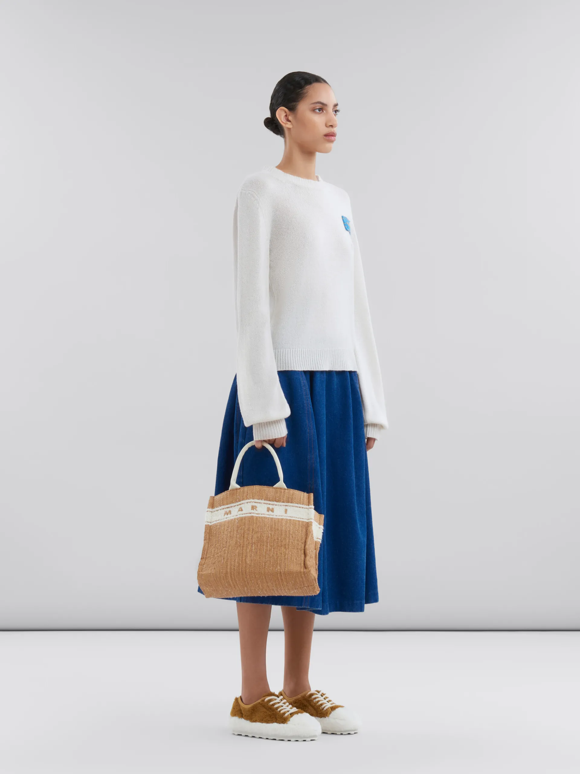 Knitwear>Marni White Cashmere Jumper With Mending Patch ALABASTER