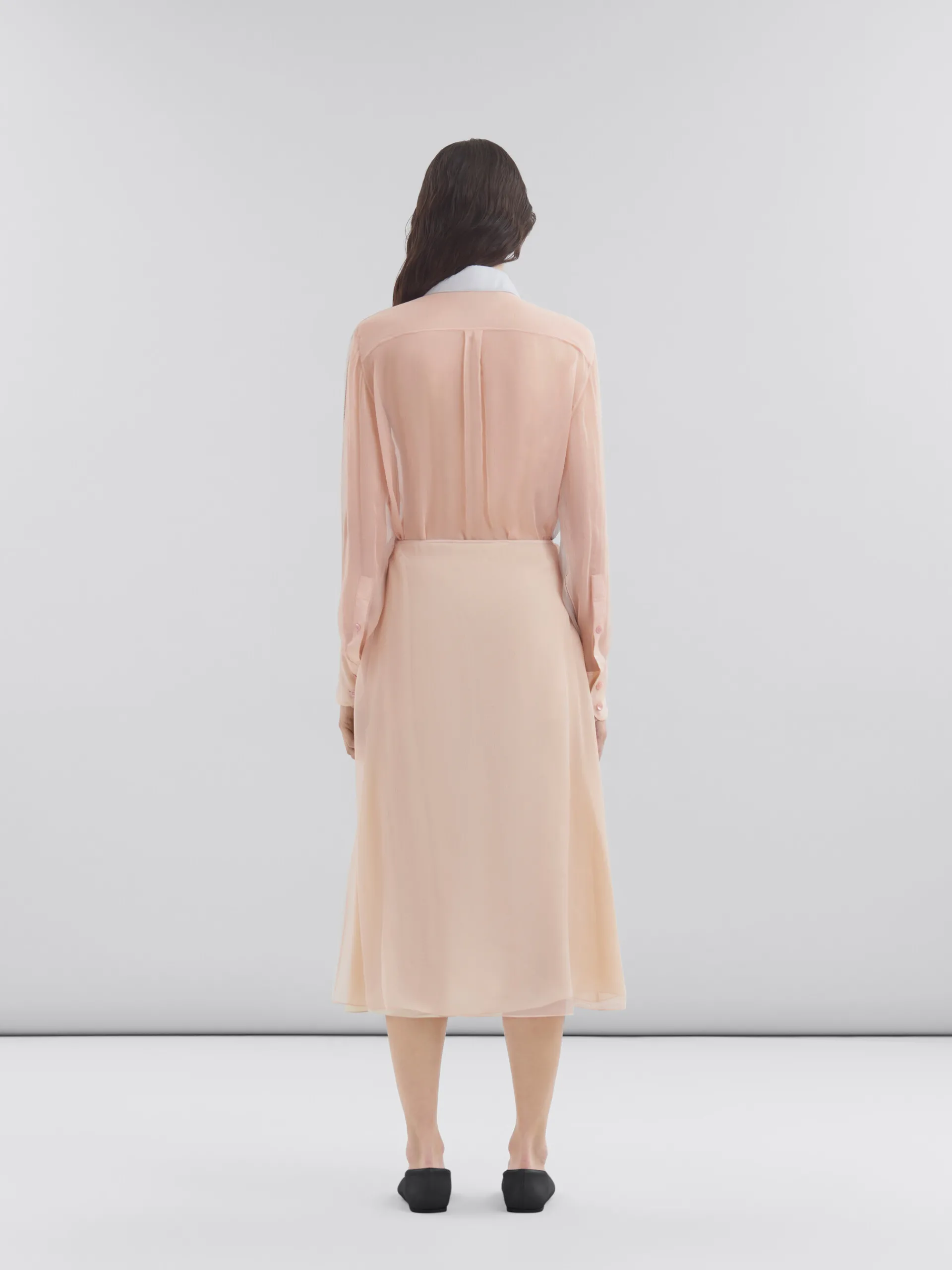 Skirts>Marni White Chiffon Skirt With Flower Appliqués SODIUM