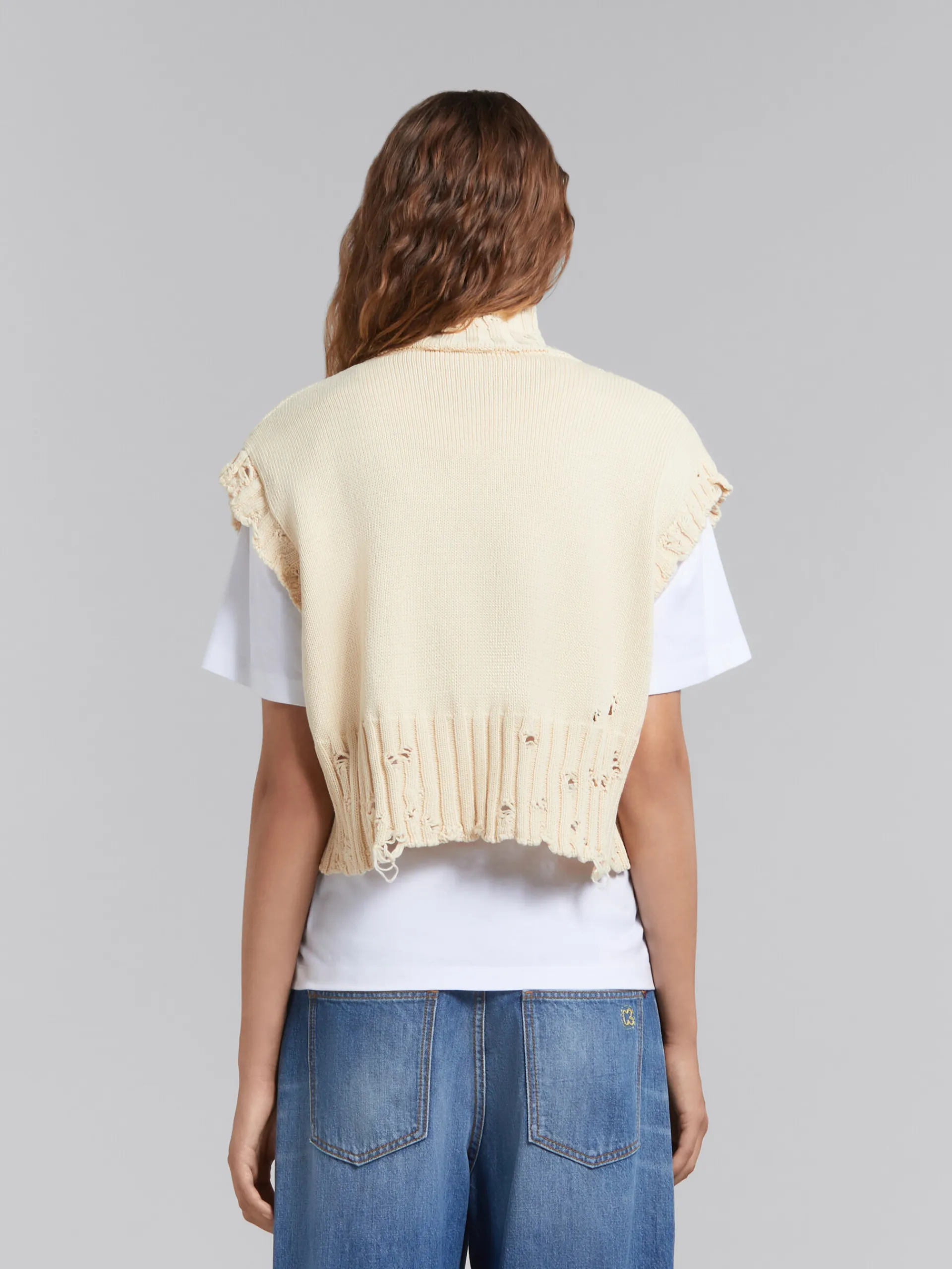 Knitwear>Marni White Cotton Cropped Vest STONEWHITE