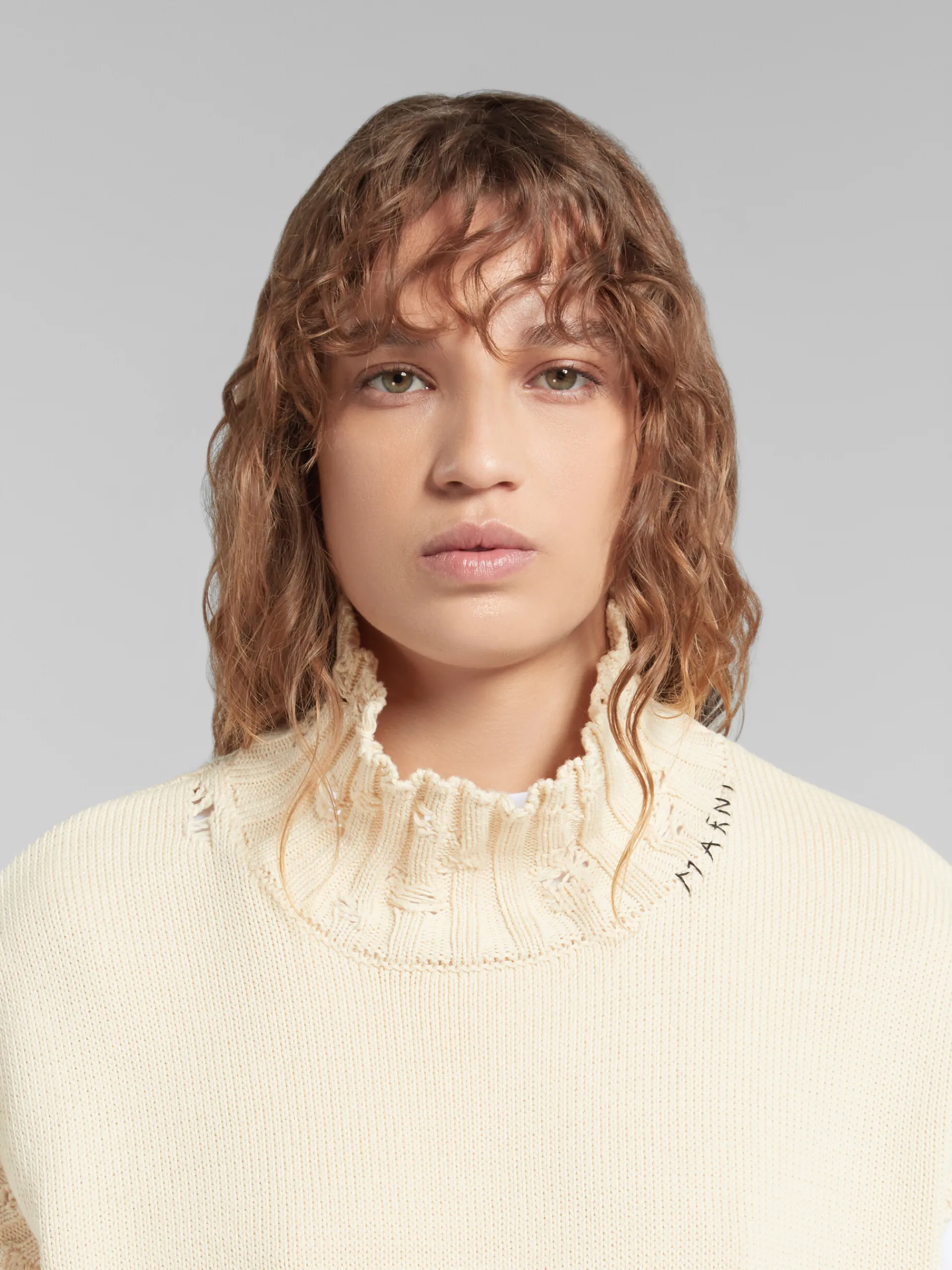 Knitwear>Marni White Cotton Cropped Vest STONEWHITE
