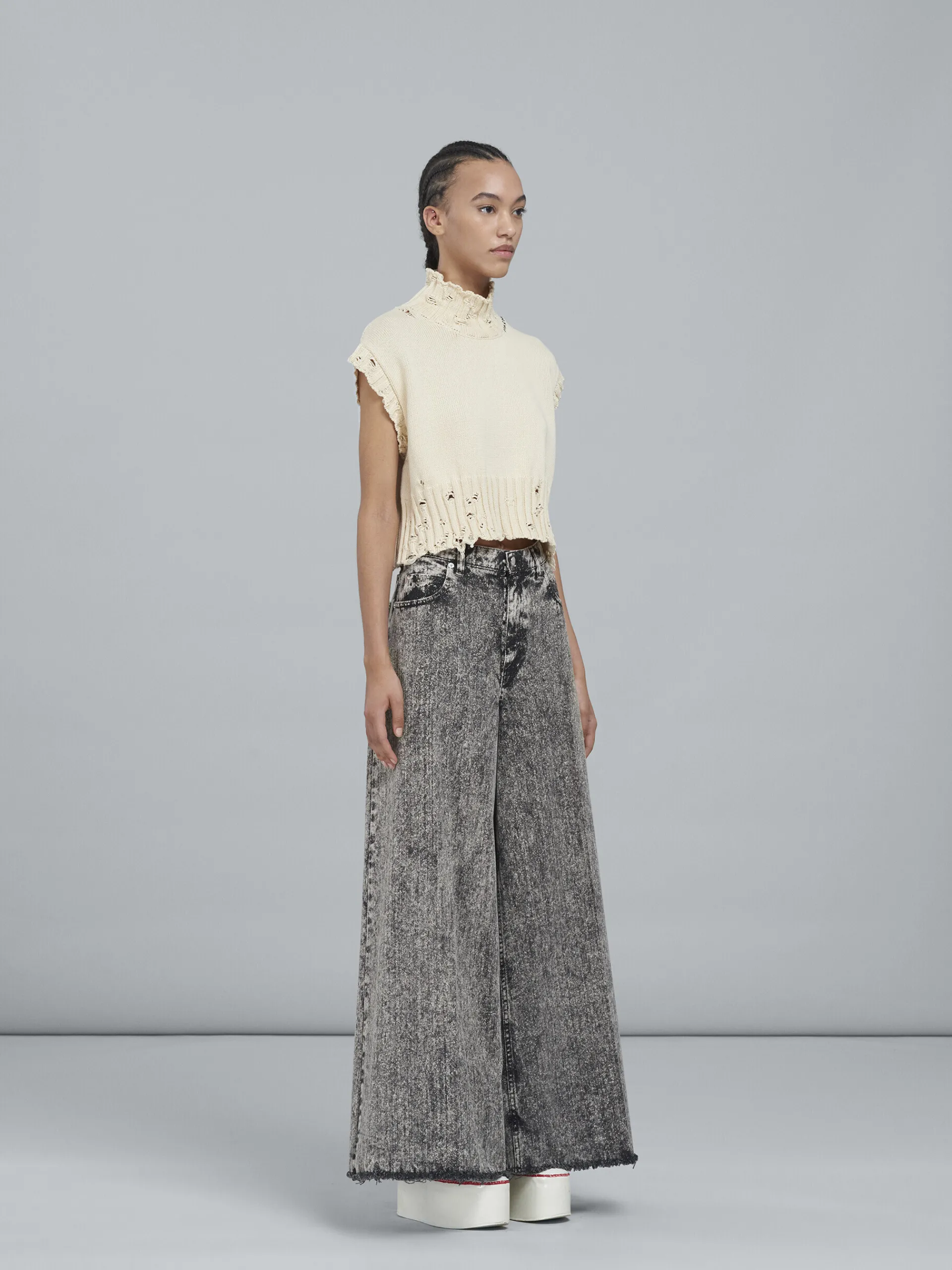 Knitwear>Marni White Cotton Cropped Vest STONEWHITE