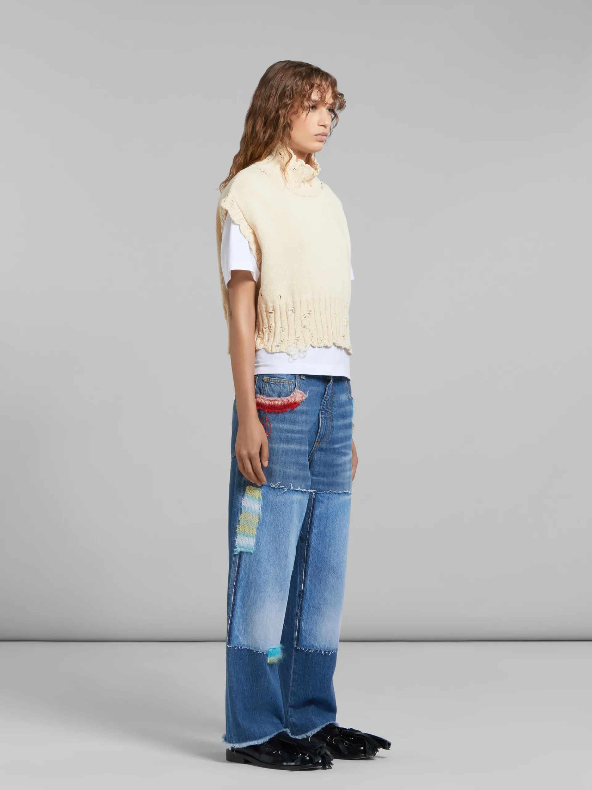 Knitwear>Marni White Cotton Cropped Vest STONEWHITE