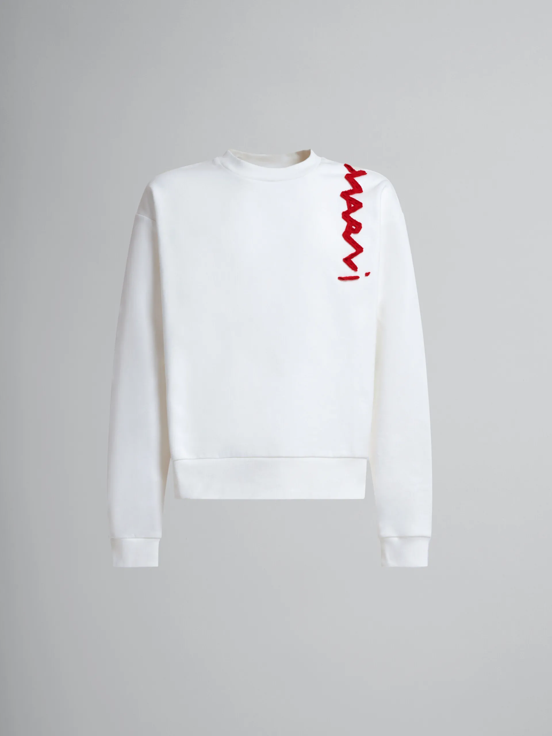 Sweatshirts>Marni White Cotton Sweatshirt With Mending Logo NATURAL WHITE