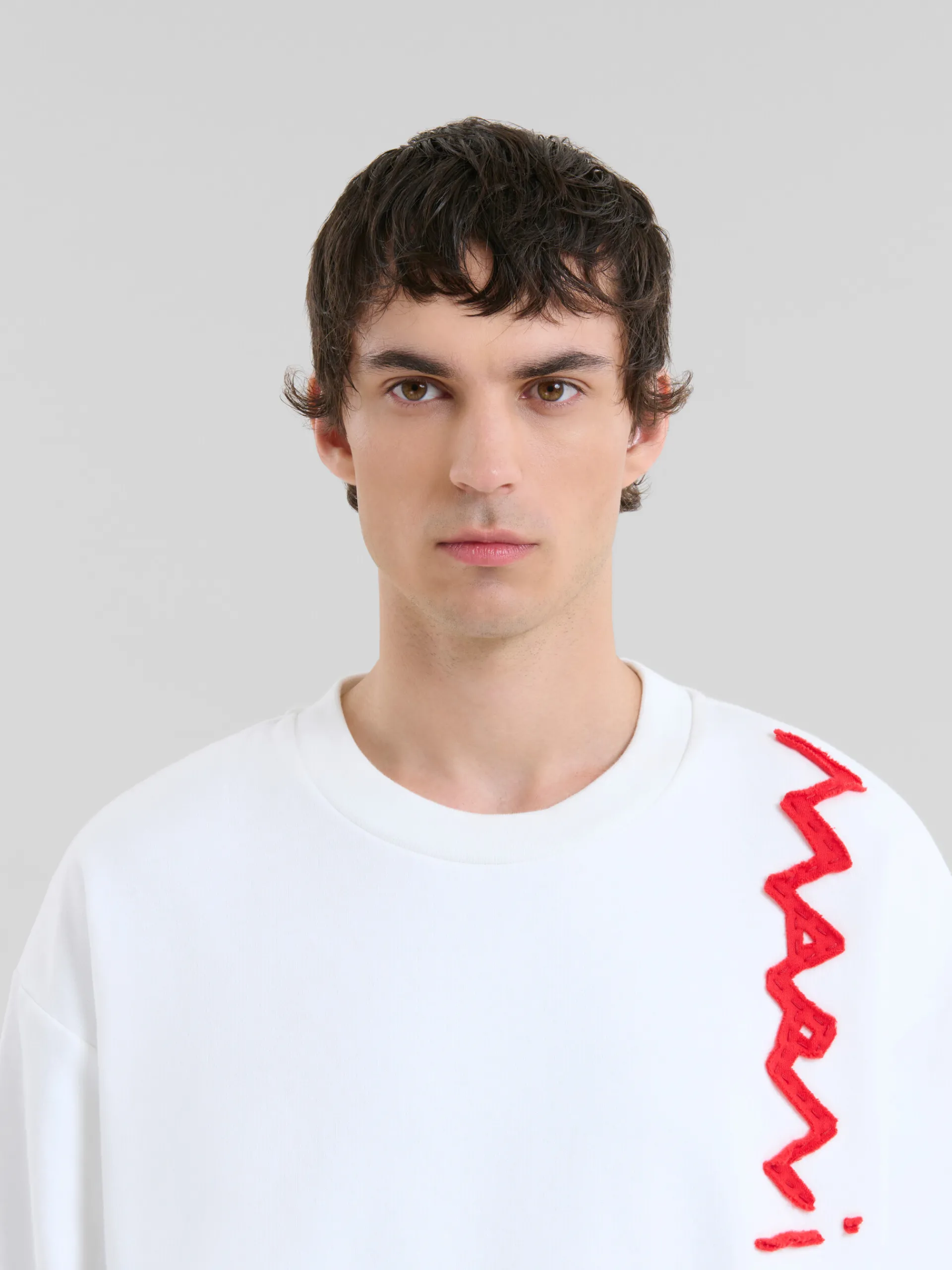 Sweatshirts>Marni White Cotton Sweatshirt With Mending Logo NATURAL WHITE