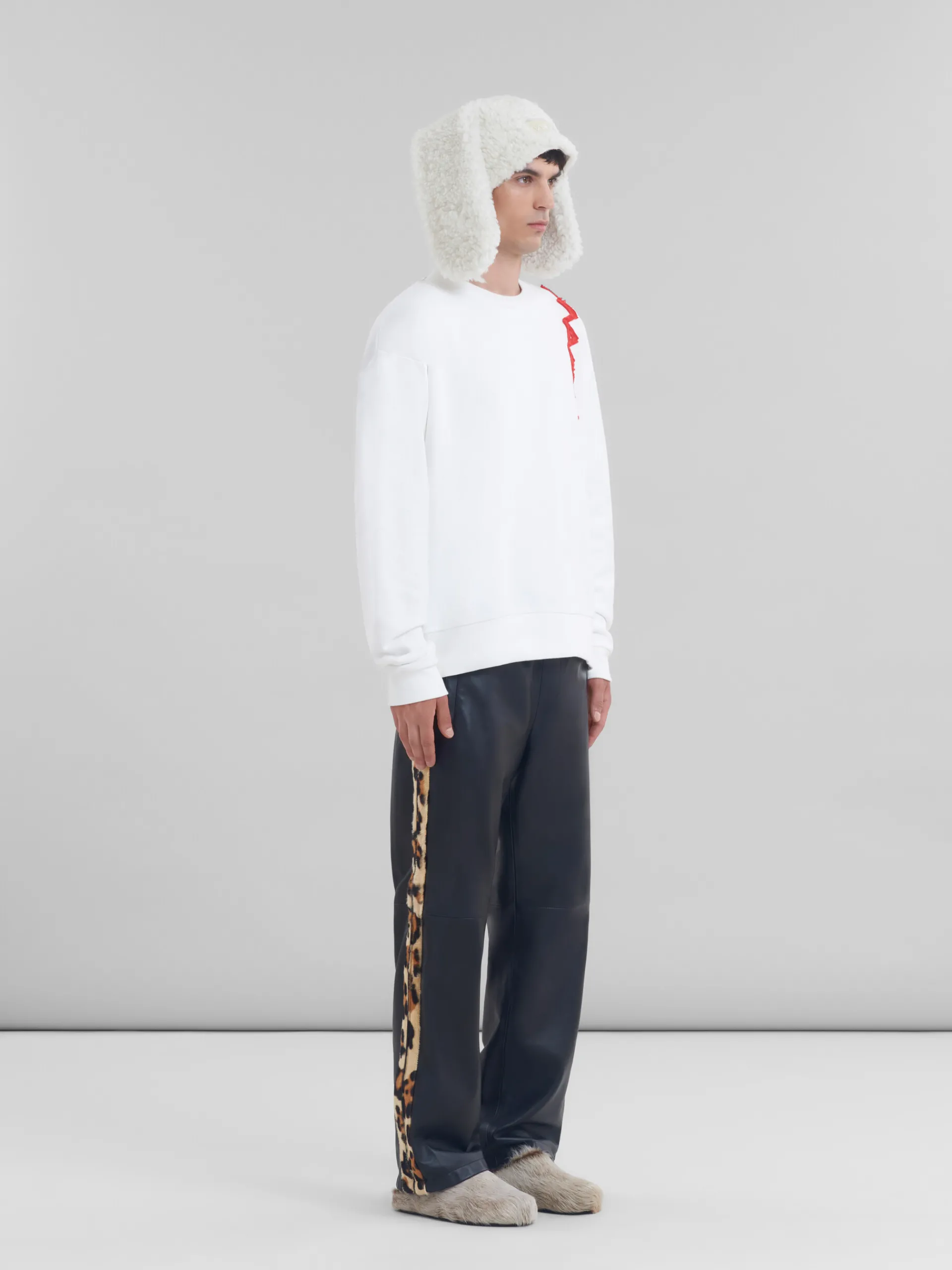 Sweatshirts>Marni White Cotton Sweatshirt With Mending Logo NATURAL WHITE