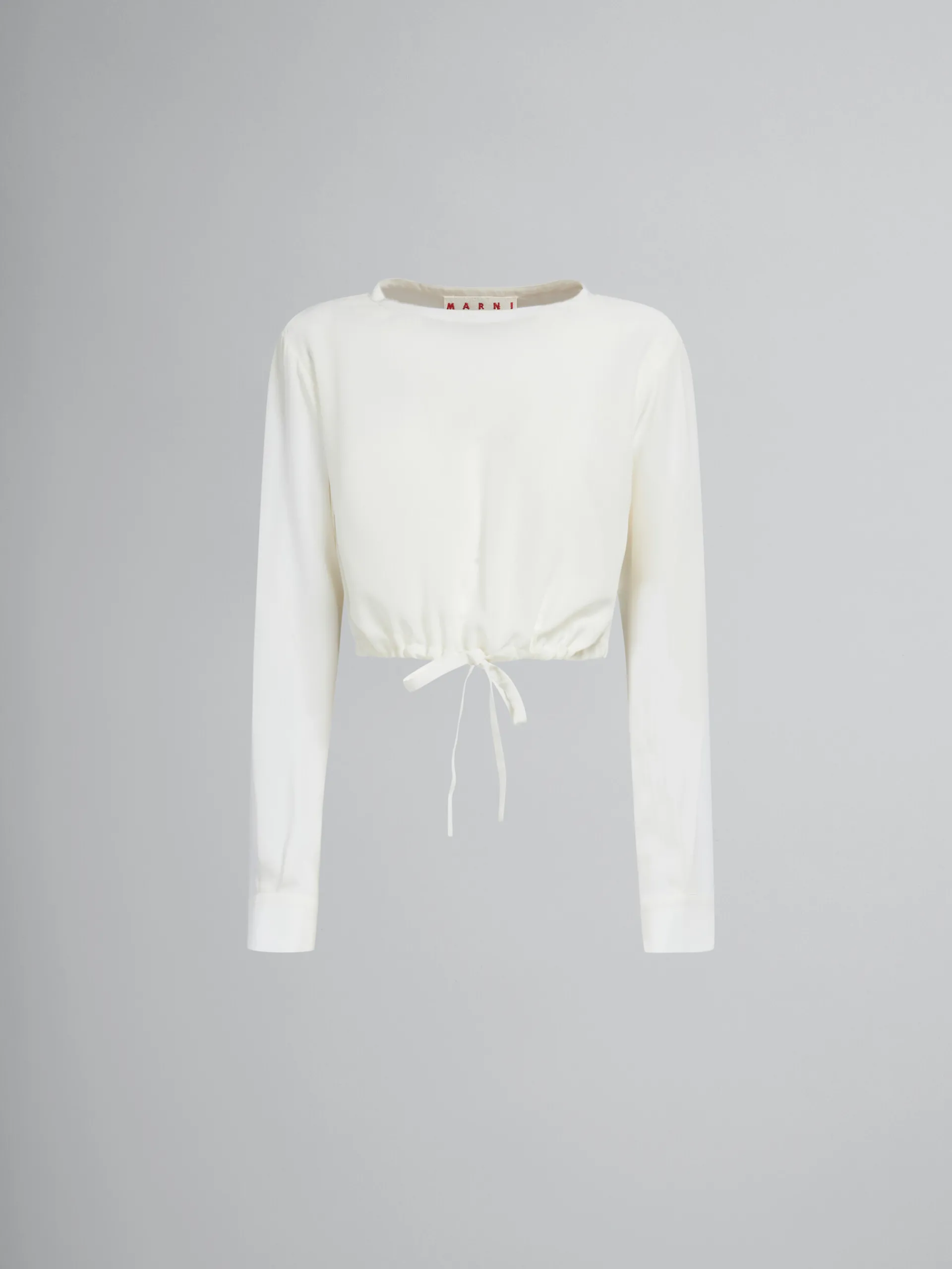 Tops & T-Shirts>Marni White Crêpe De Chine Drawstring Top STONEWHITE